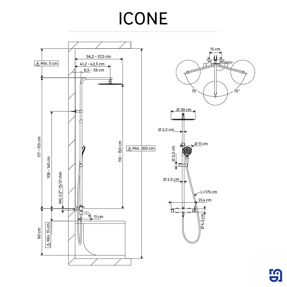Conjunto de banheira com torneira cromado Sensea Icone - 6