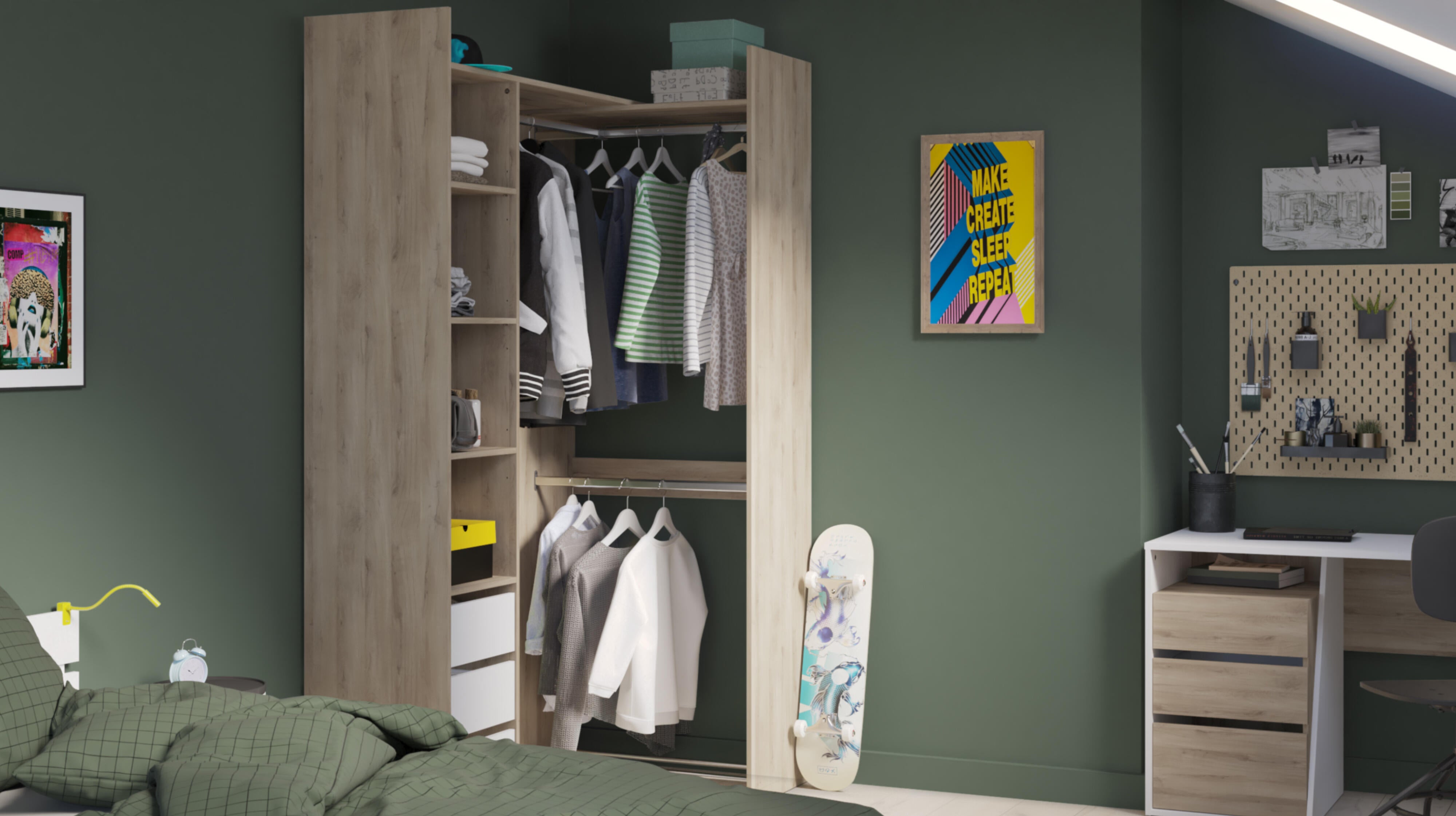 Kit dressing chêne kronberg et blanc H.218.3 x P.43.9 cm - 3