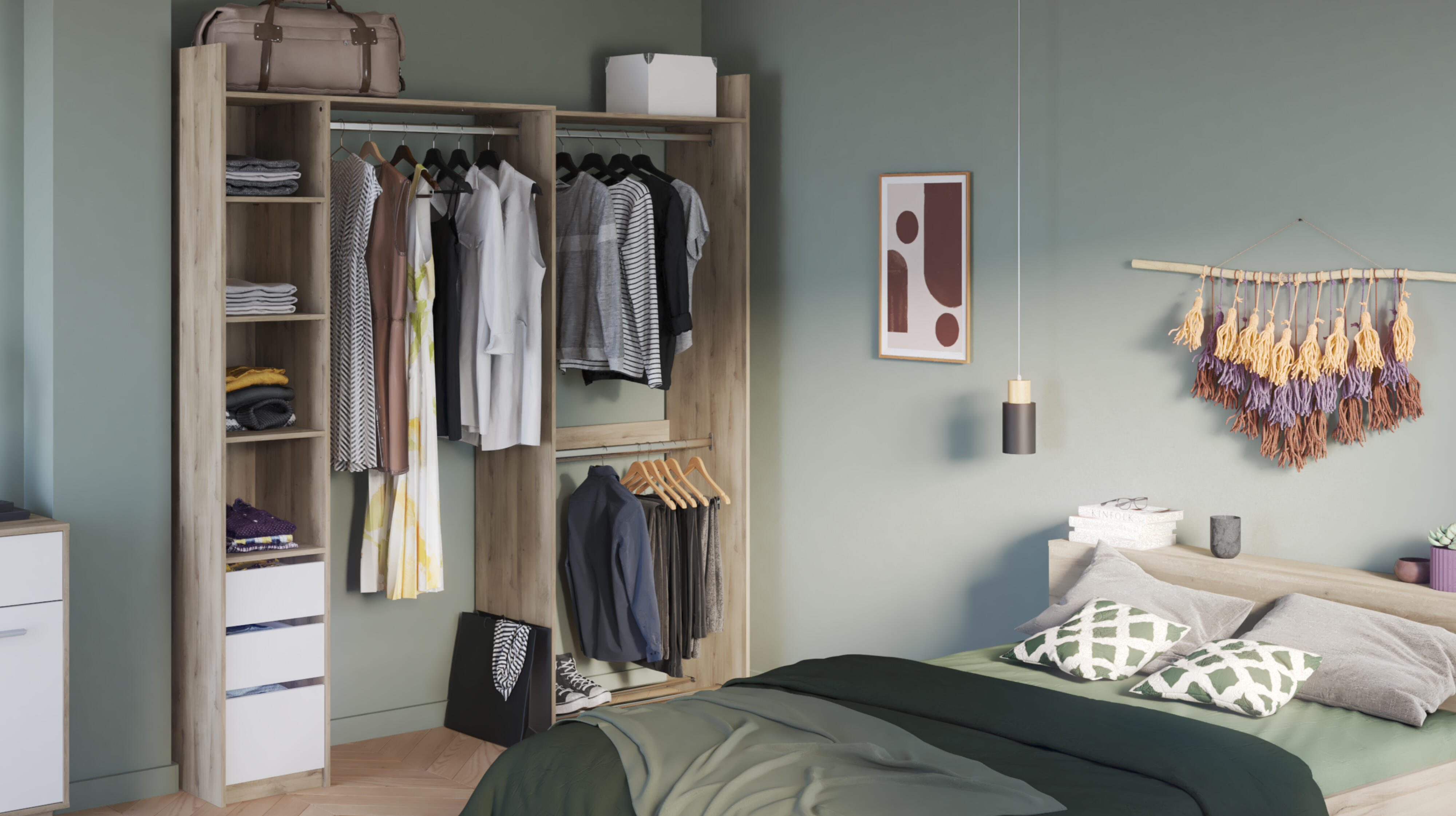 Kit dressing chêne kronberg et blanc H.218.3 x P.43.9 cm - 2