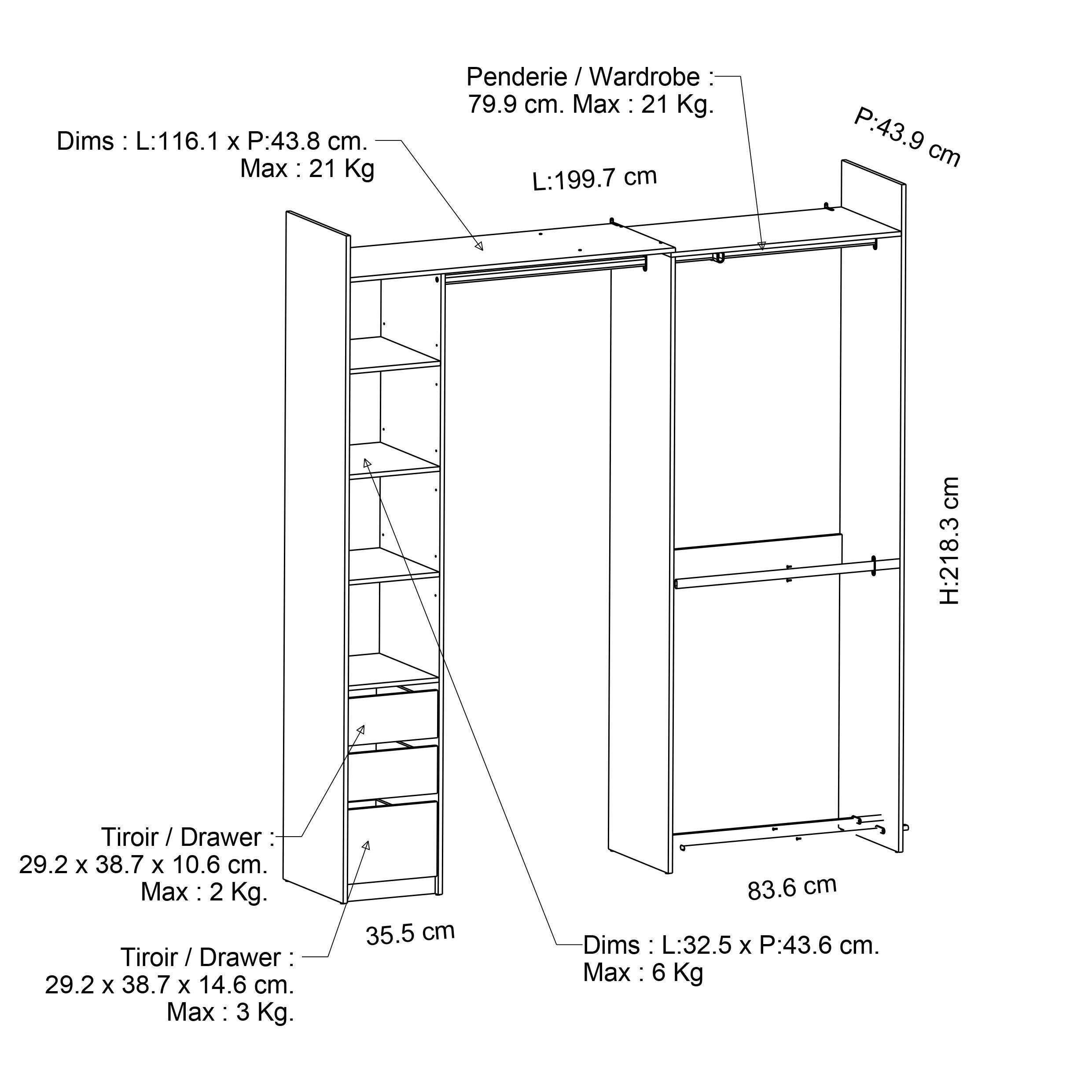 Kit dressing chêne kronberg et blanc H.218.3 x P.43.9 cm - 4