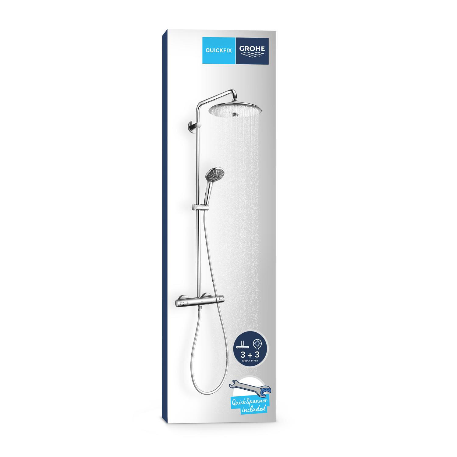 Colonne de douche mitigeur thermostatique 3 jet(s) chrome Vitalio joy clova 260  - 4