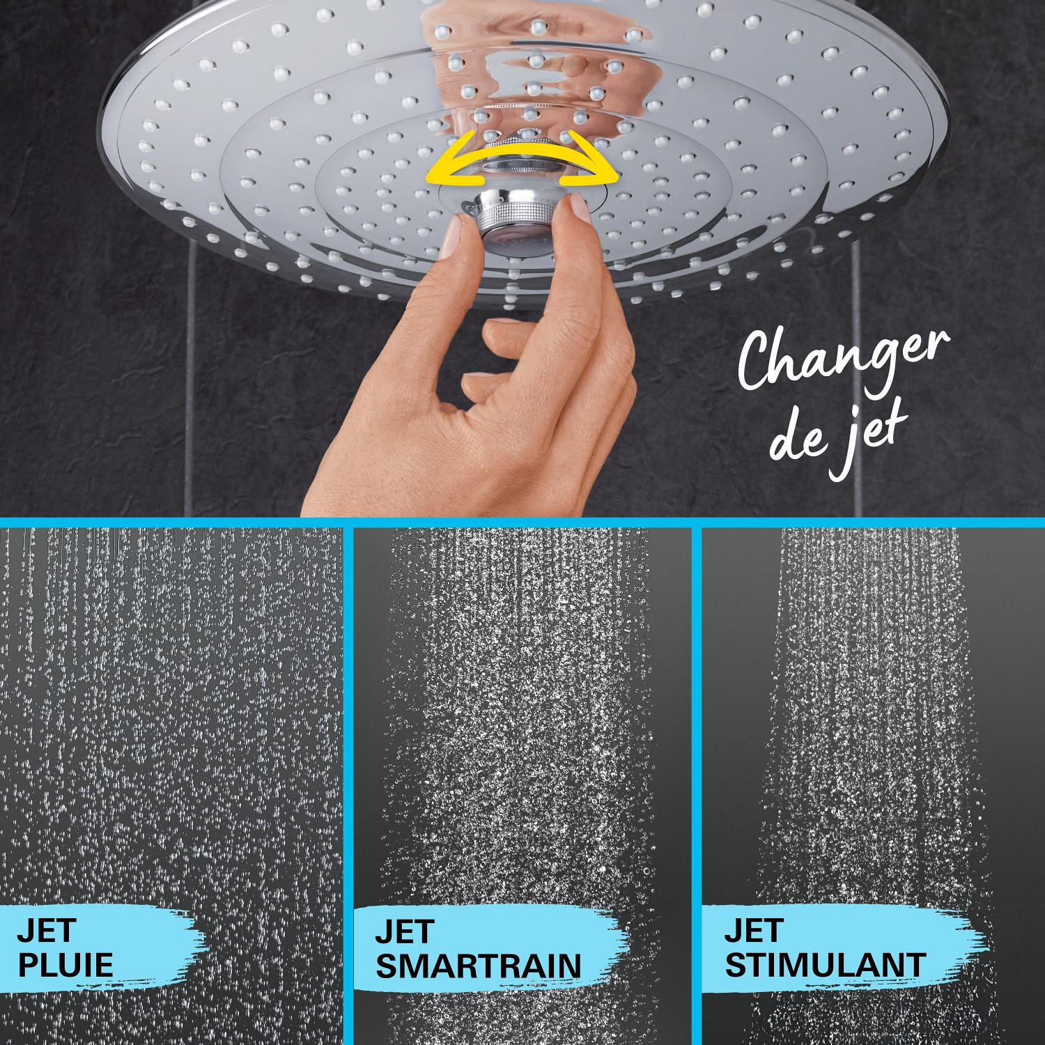 Colonne de douche mitigeur thermostatique 3 jet(s) chrome Vitalio joy clova 260  - 11