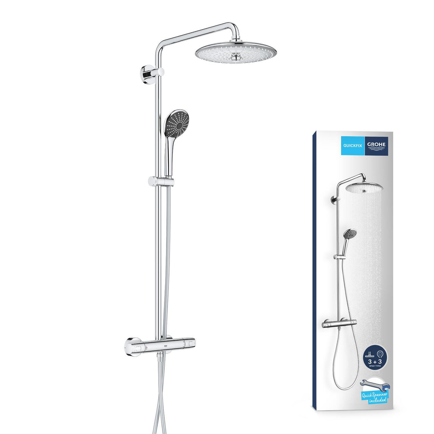Colonne de douche mitigeur thermostatique 3 jet(s) chrome Vitalio joy clova 260  - 3