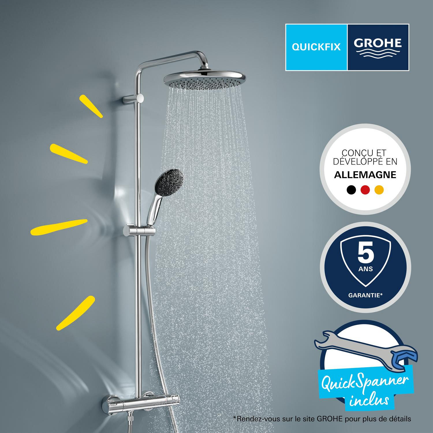Colonne de douche thermostatique 2 jet(s) chrome Vitalio start 250 GROHE - 8