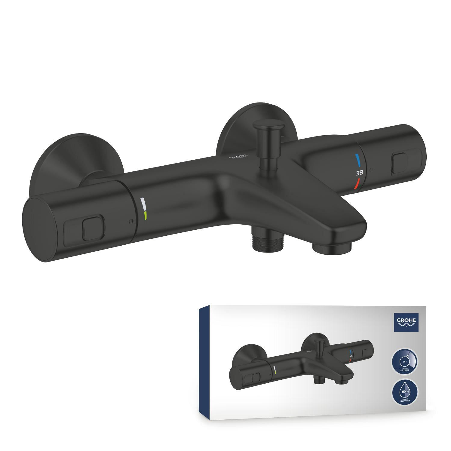 Grifo de bañera termostático GROHE Start Negro Mate negro mate Antical Latón - 8