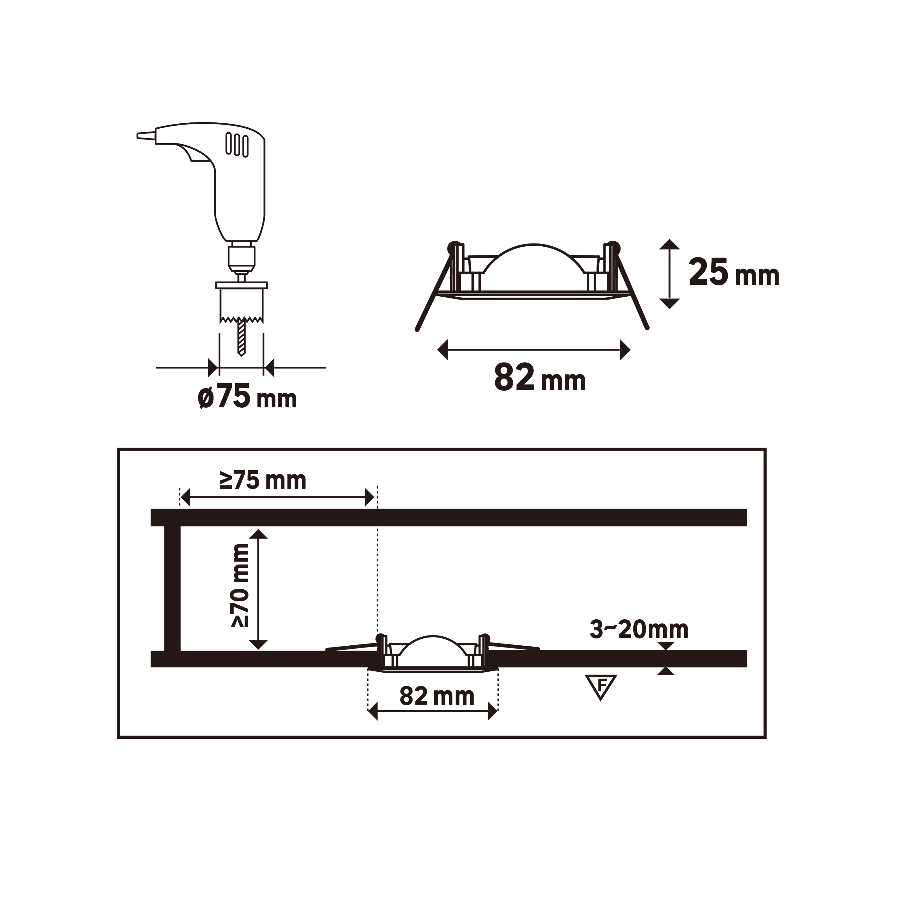Pierścień wpuszczany Clane czarny Inspire - 2