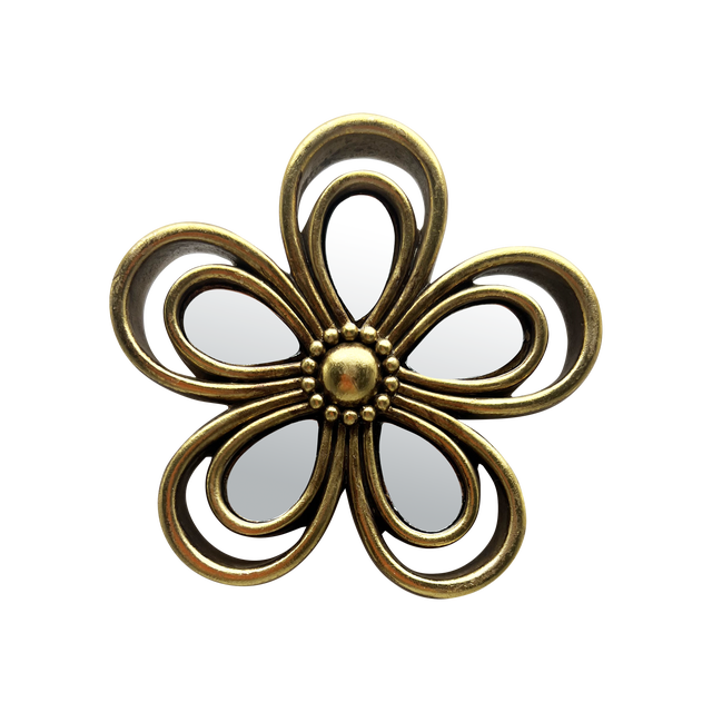 Objet décoratif sans cadre FLEUR MIROIR, doré EMDE l.10 x H.10 cm