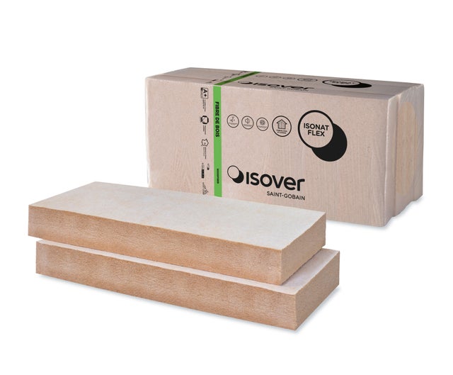 6 panneaux isolants en fibre de bois ISOVER Flex 55, Ep.100mm, 1.22x0.58m, R2.75