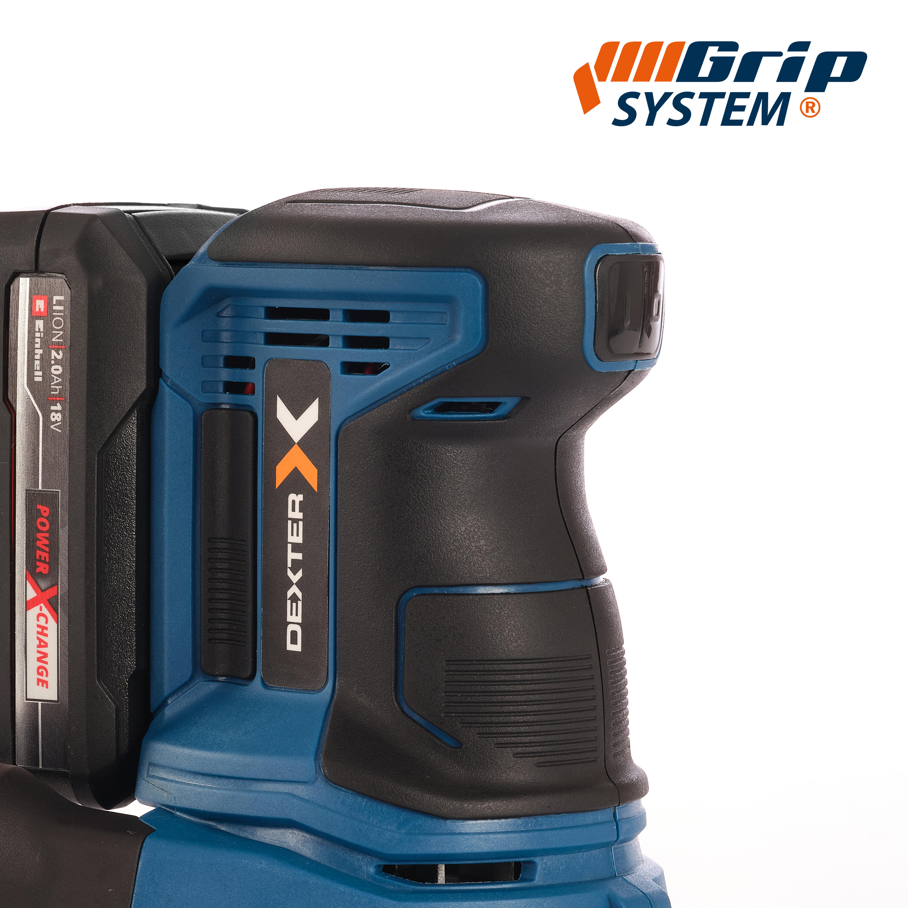 Szlifierka mimośrodowa 18V 125 mm Power X-Change + akumulator 2,0 AH, ładowarka, papier ścierny 80 Dexter - 7