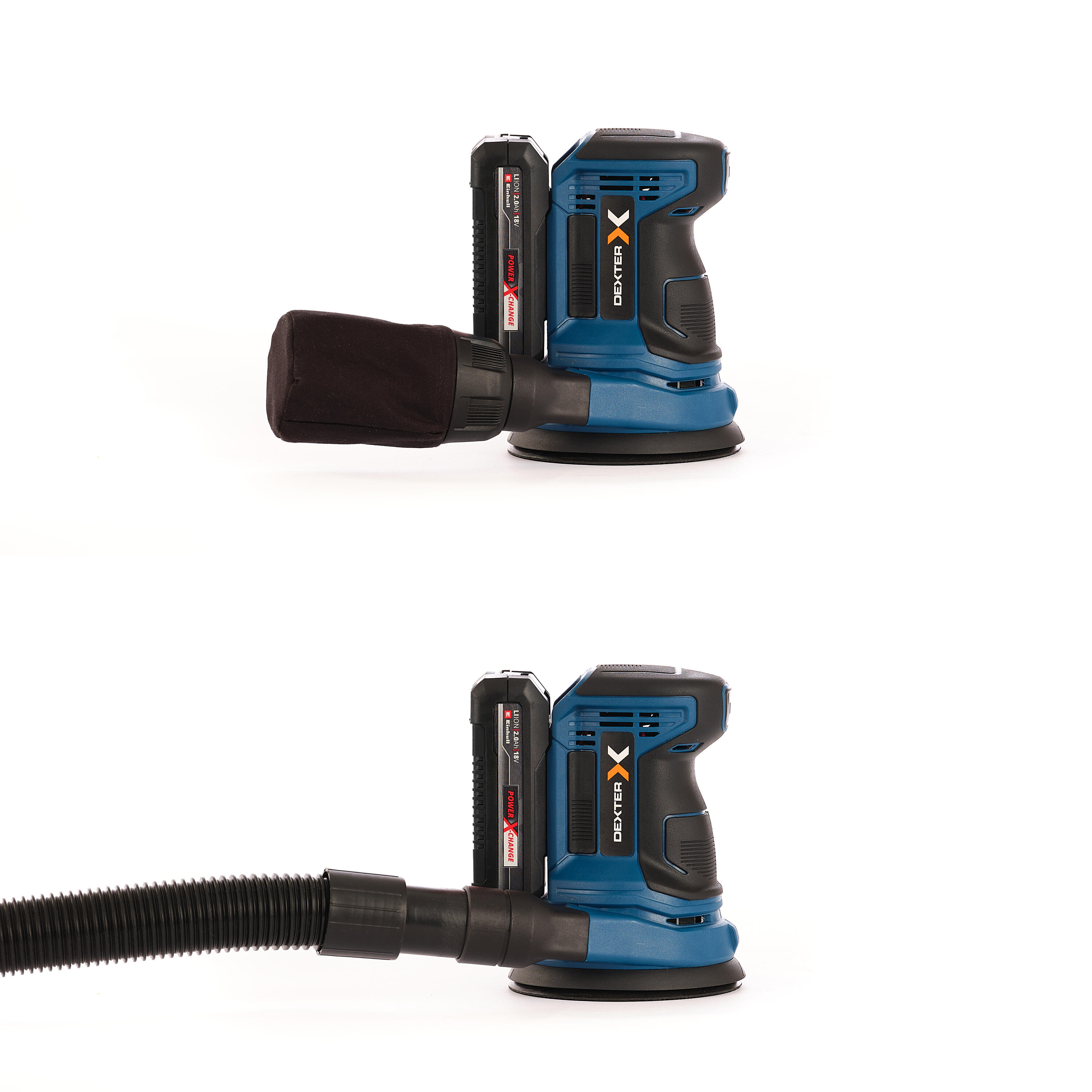 Szlifierka mimośrodowa 18V 125 mm Power X-Change + akumulator 2,0 AH, ładowarka, papier ścierny 80 Dexter - 5