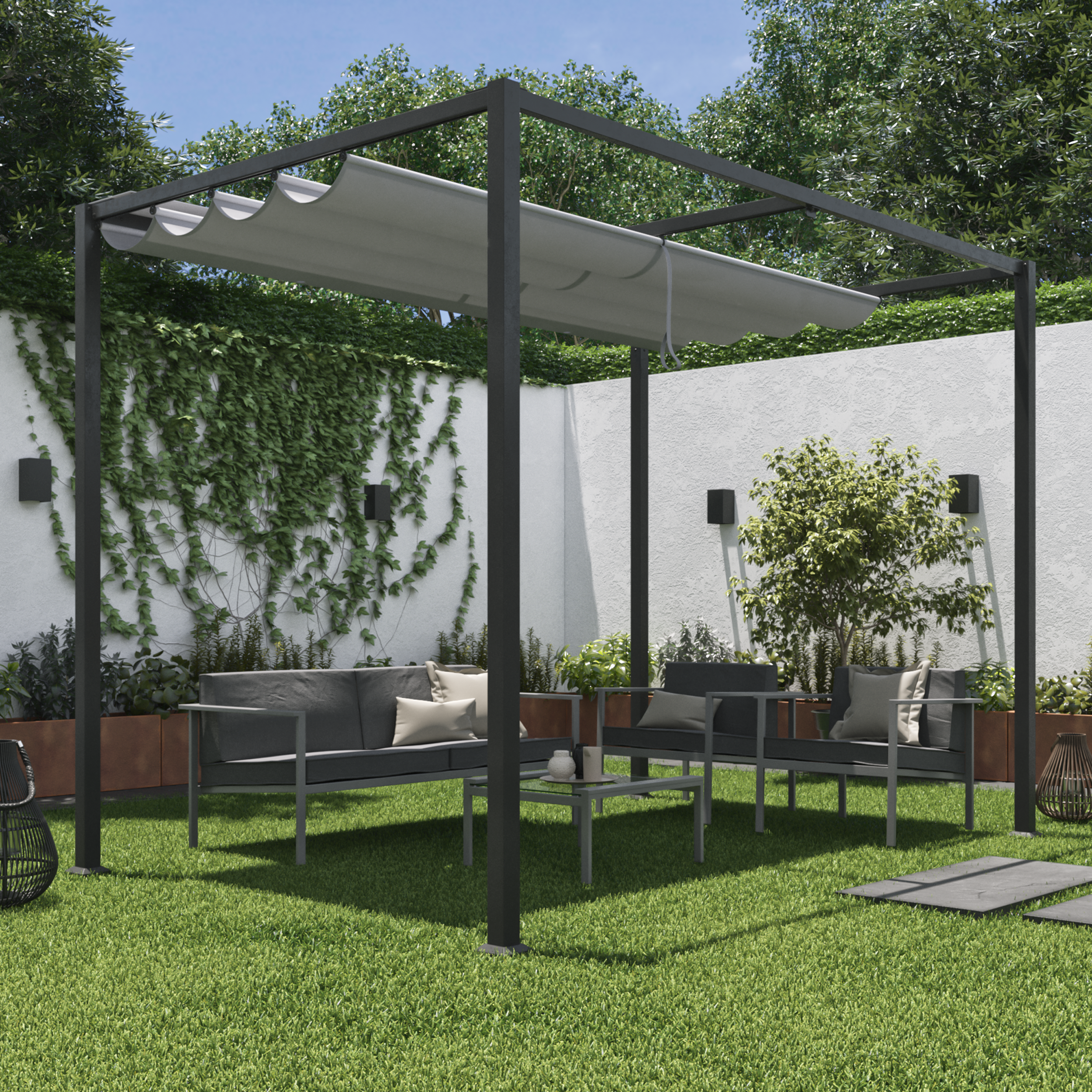 Pawilon ogrodowy pergola Horali 297x187x223 cm szary Naterial - 3