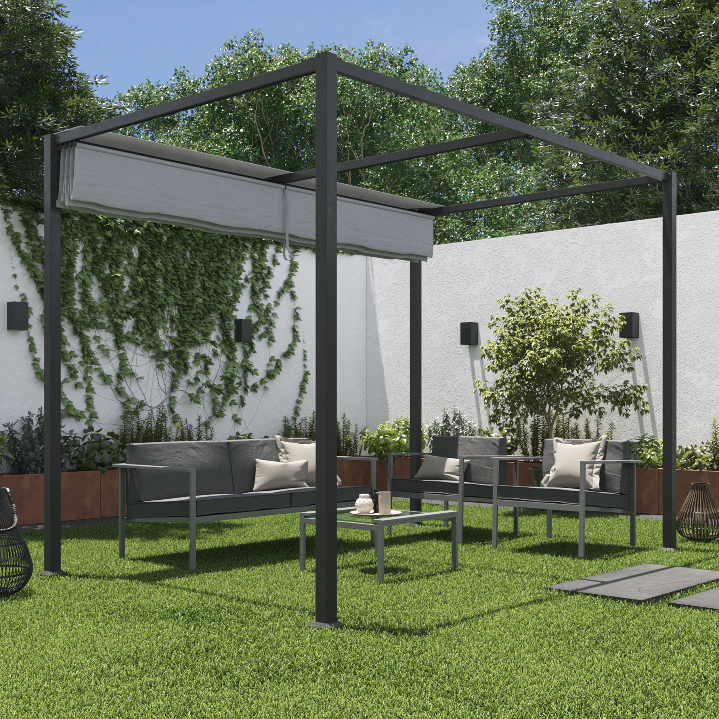 Pawilon ogrodowy pergola Horali 297x187x223 cm szary Naterial - 2