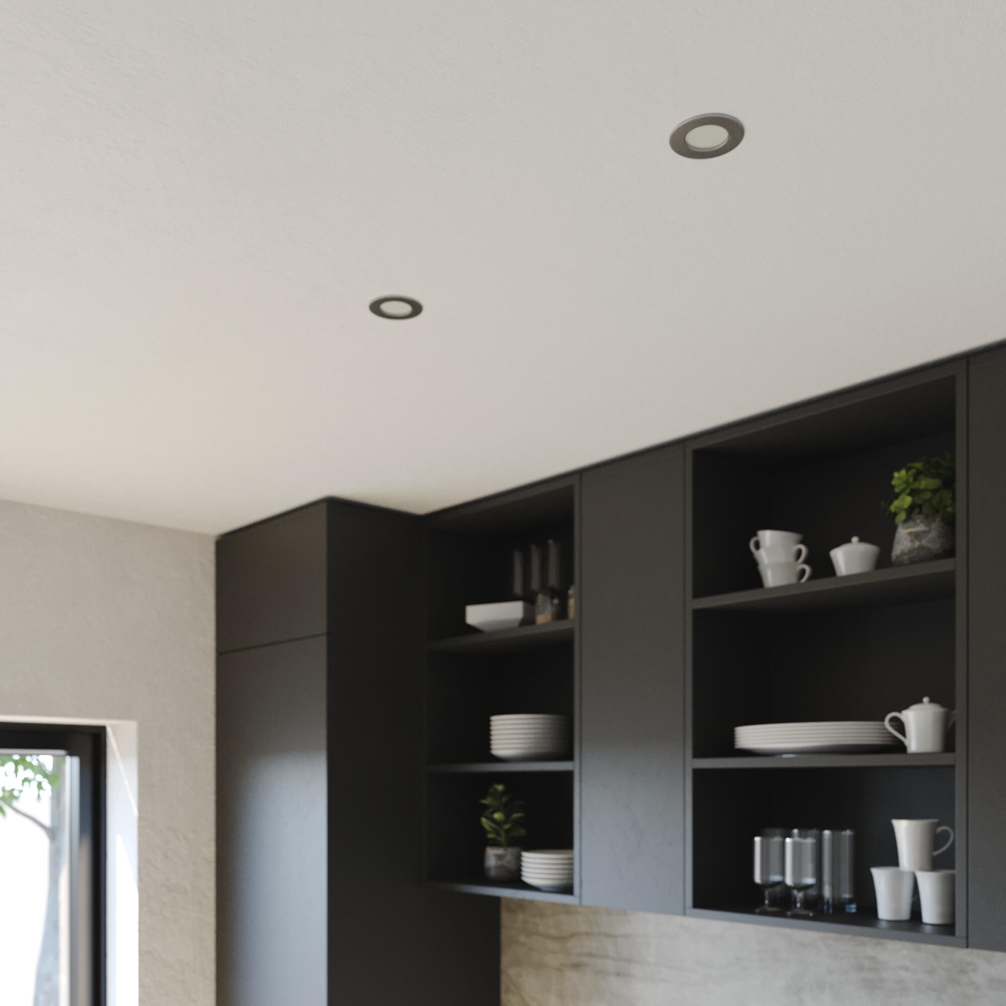 Downlight LED empotrable INSPIRE EXTRAFLAT gris redondo ø8.5 cm 580 lm 3.7 W luz CCT 2700K-6000KK CRI 89-80 luz natural y fiel IP44 - Foco LED empotrado para baños - 2