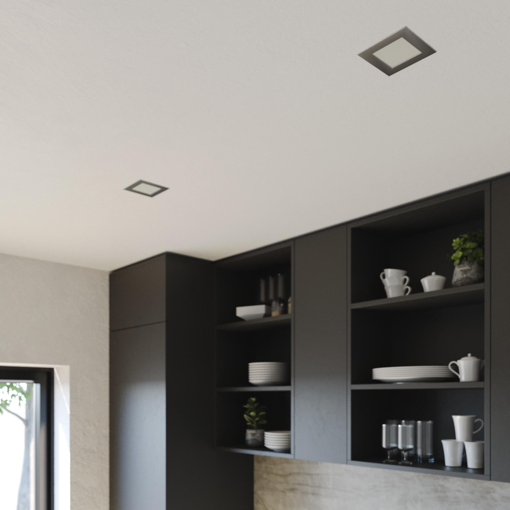 Downlight LED empotrable INSPIRE Extraflat gris cuadrado ø12 cm 1200 lm 7.9 W luz color luz de cálida a fría CCT (2700K-6000K) IP44 - Foco LED empotrado para baños - 2