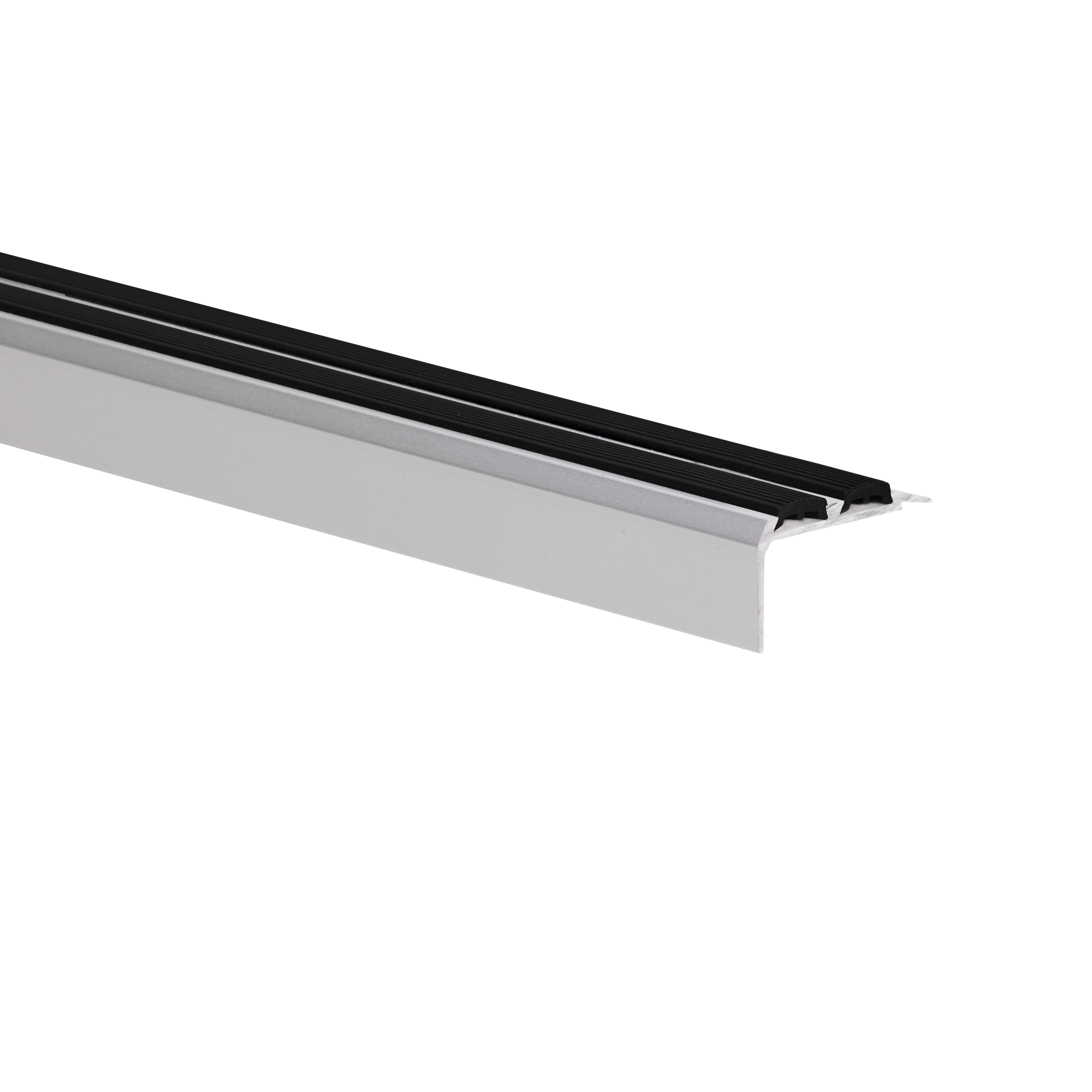 Profil schodowy srebrny z czarną gumą aluminium anoda 38.5 mm x 270 cm