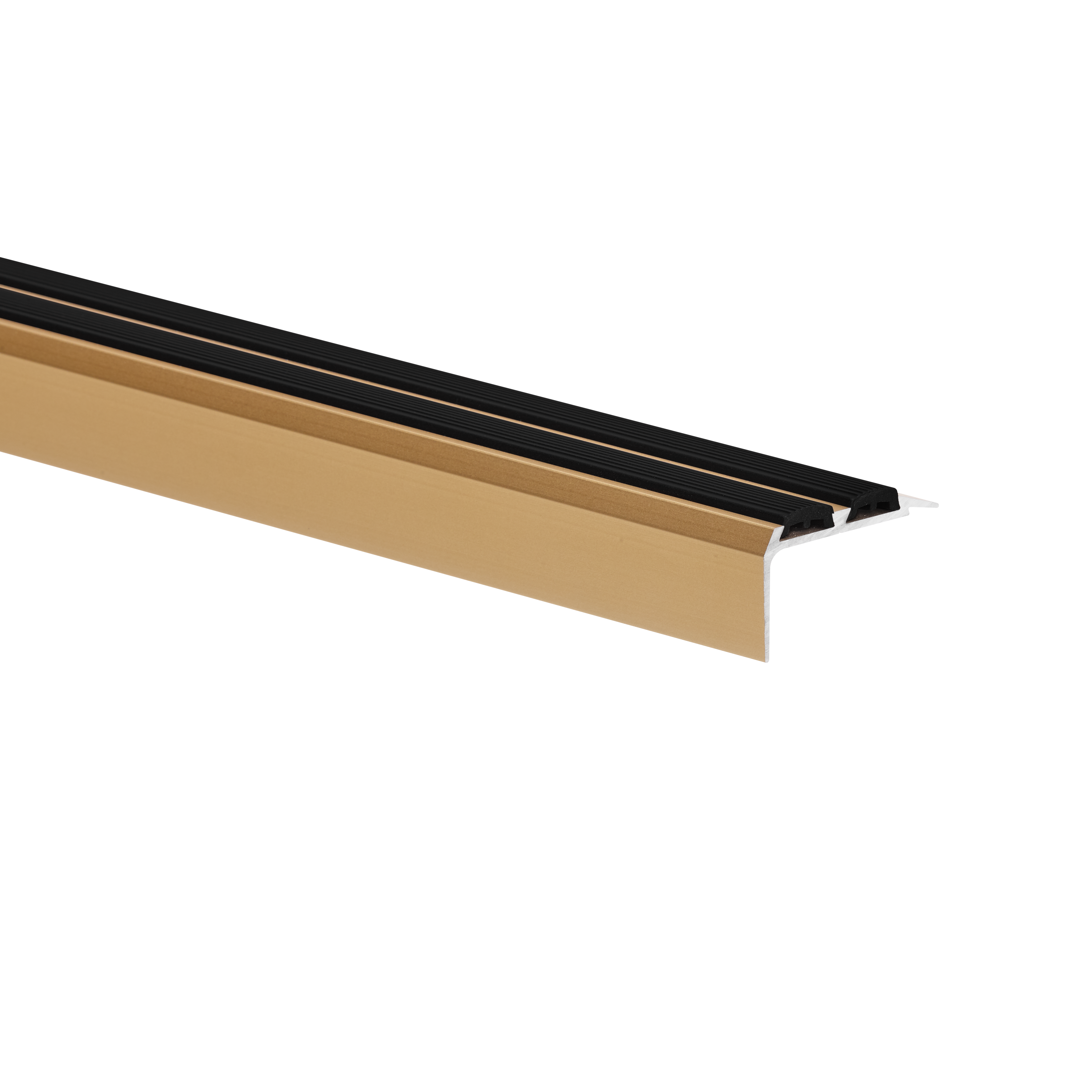 Profil schodowy srebrny z czarną gumą aluminium anoda 38.5 mm x 200 cm