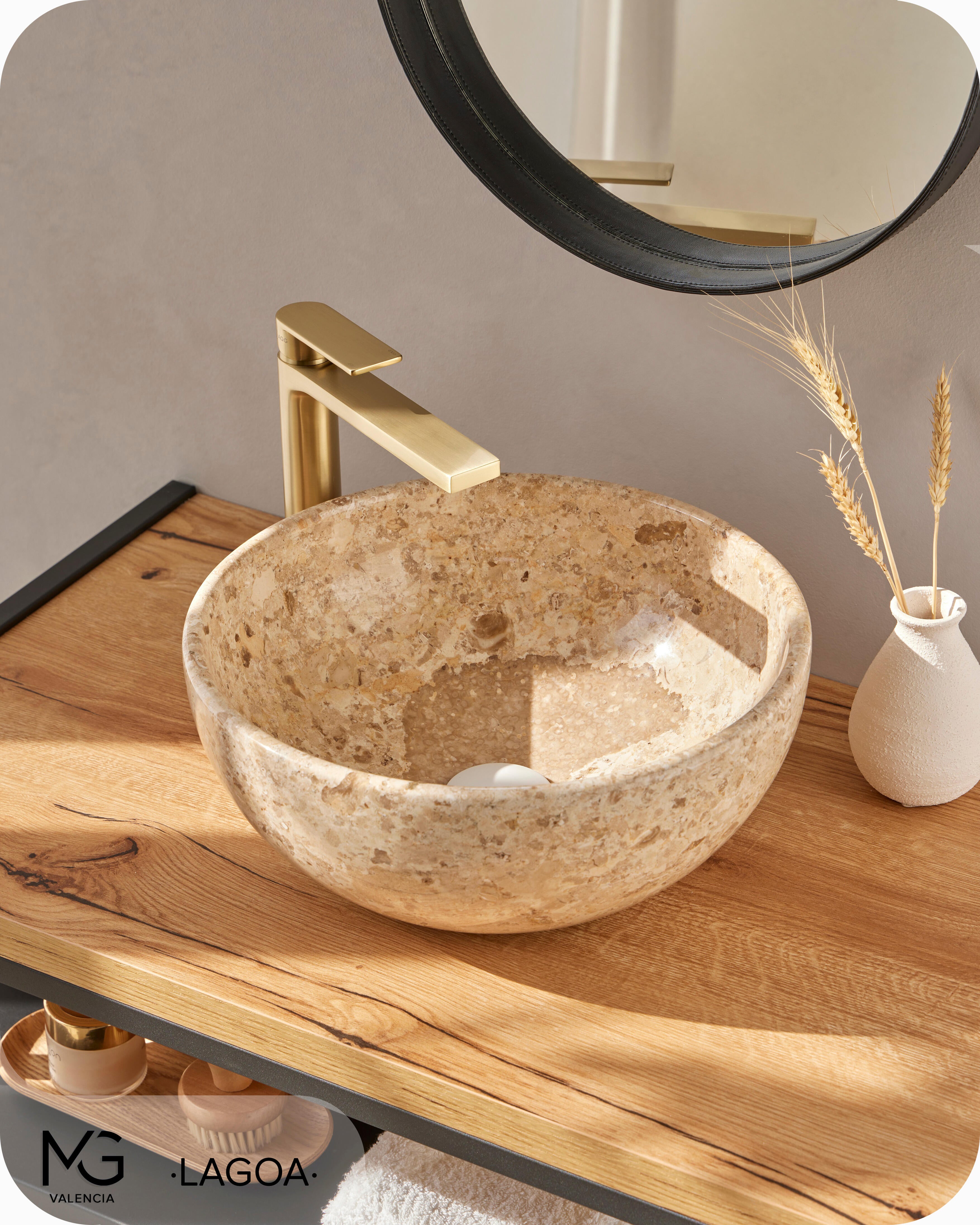 Lavatório de pousar 35 cm bege Lagoa - 5