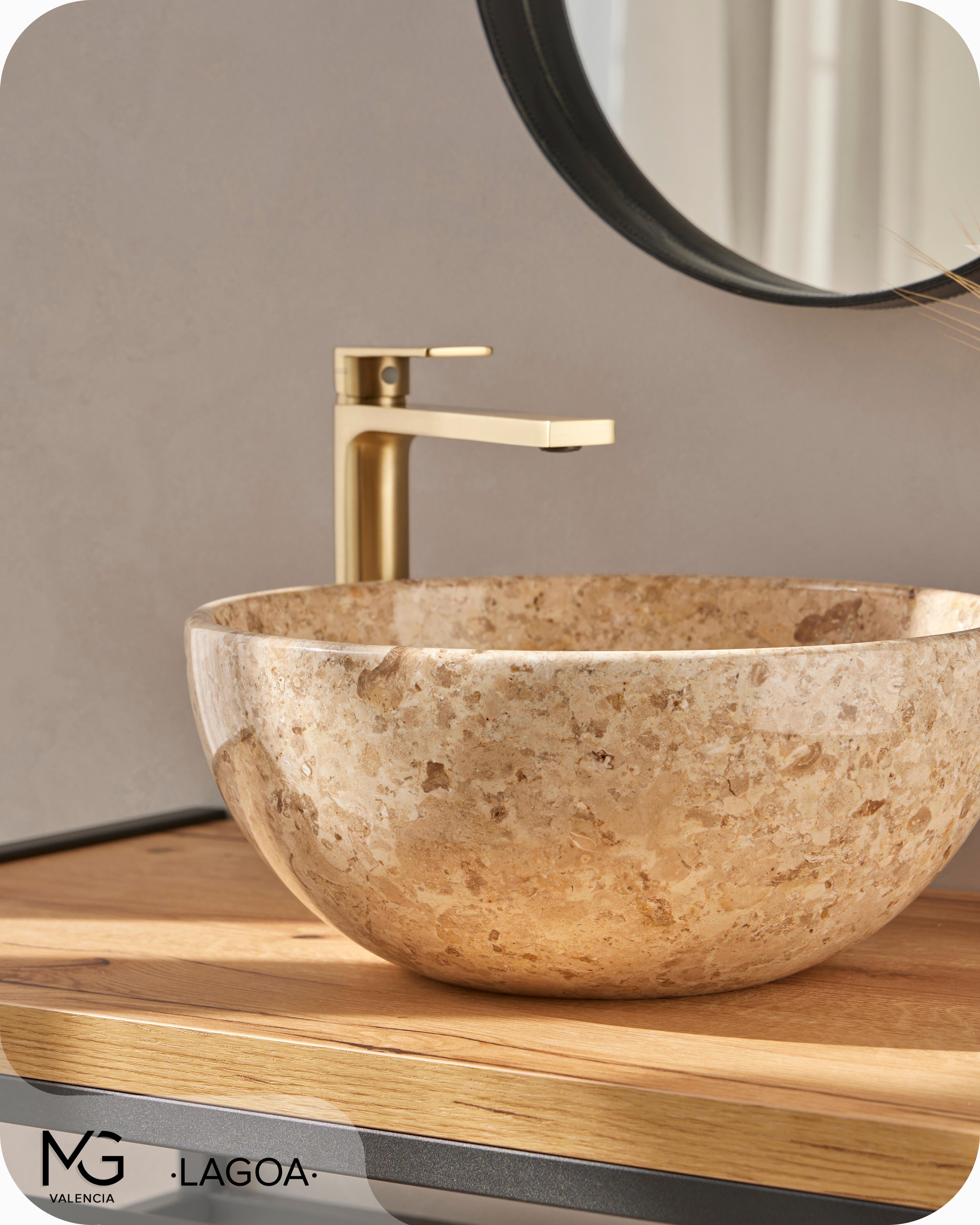 Lavatório de pousar 35 cm bege Lagoa - 4