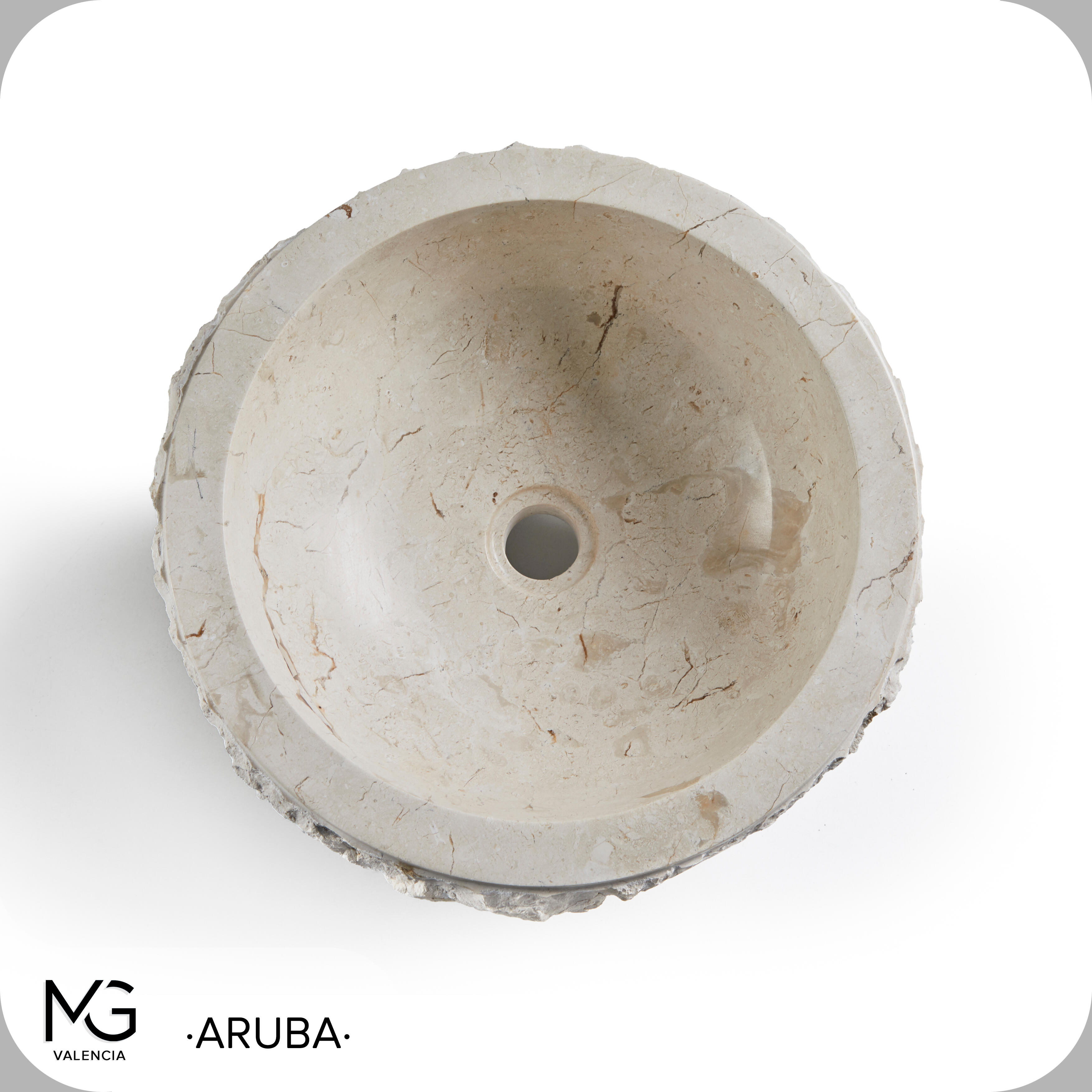 Lavatório de pousar 40x40x15 cm bege MG Valencia Aruba - 17