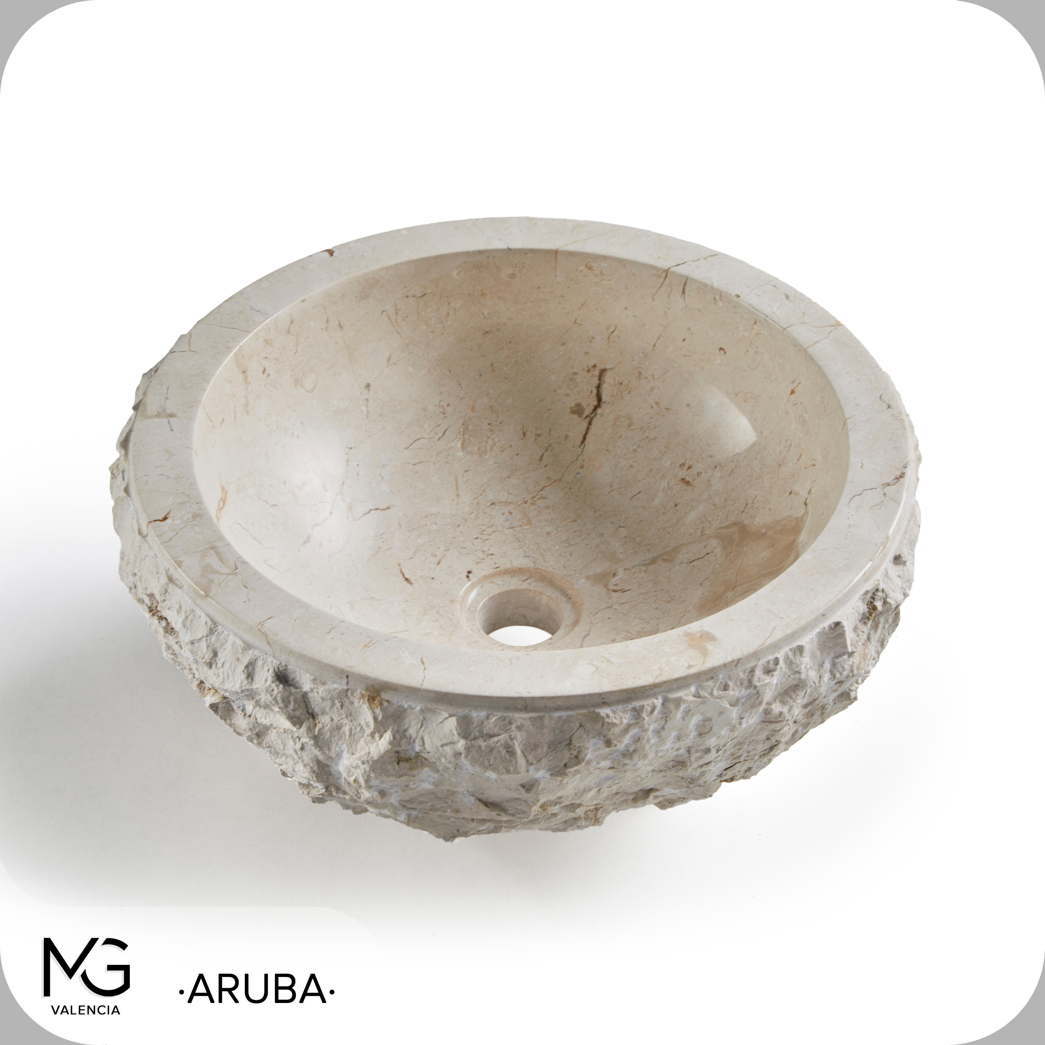 Lavatório de pousar 40 cm bege pedra Aruba - 3