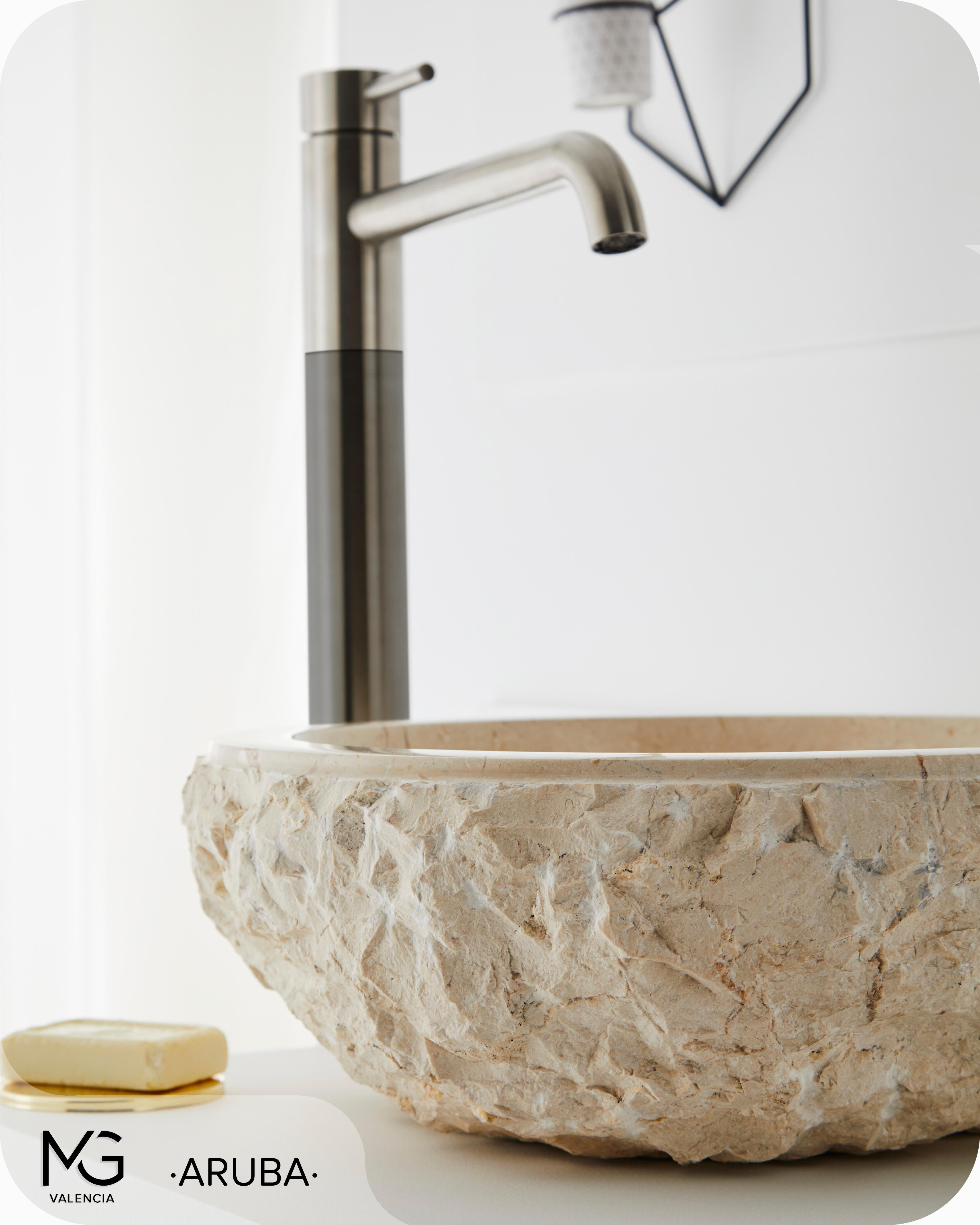 Lavatório de pousar 40 cm bege pedra Aruba - 4