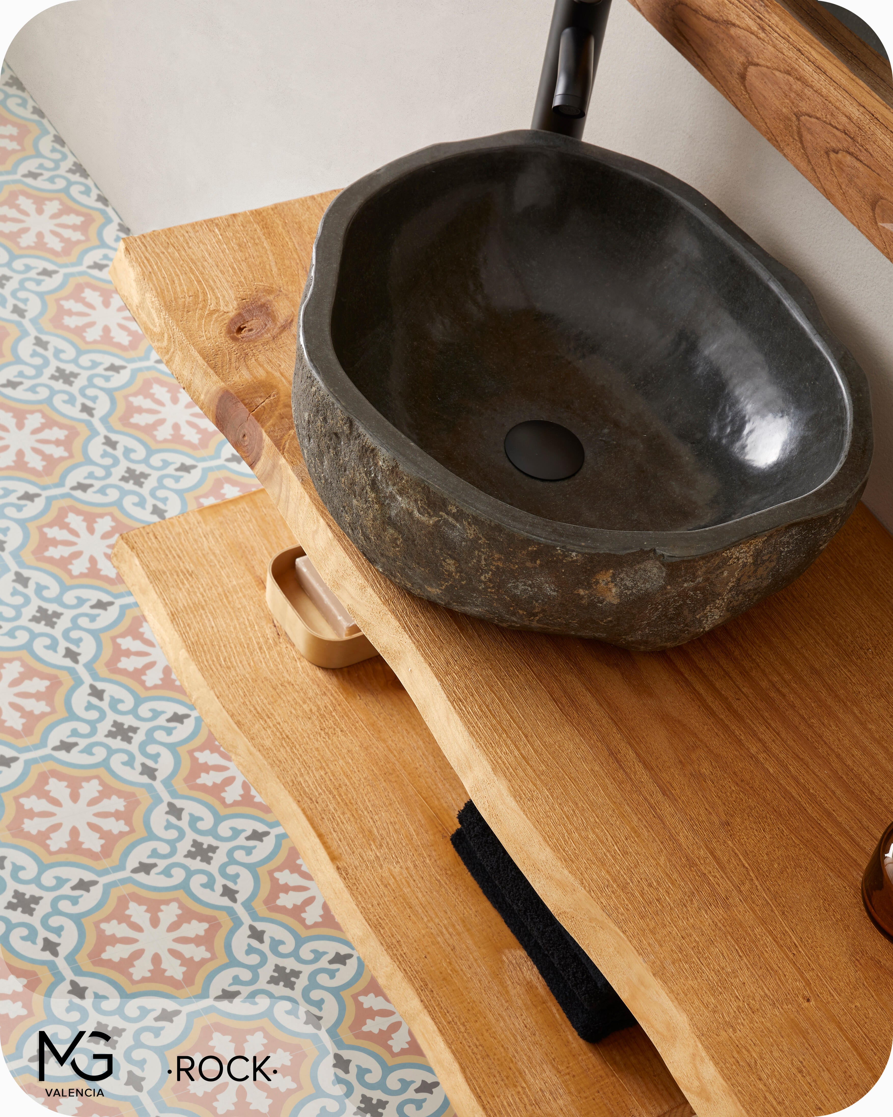 Lavatório de pousar 40x45 cm pedra Rock - 9