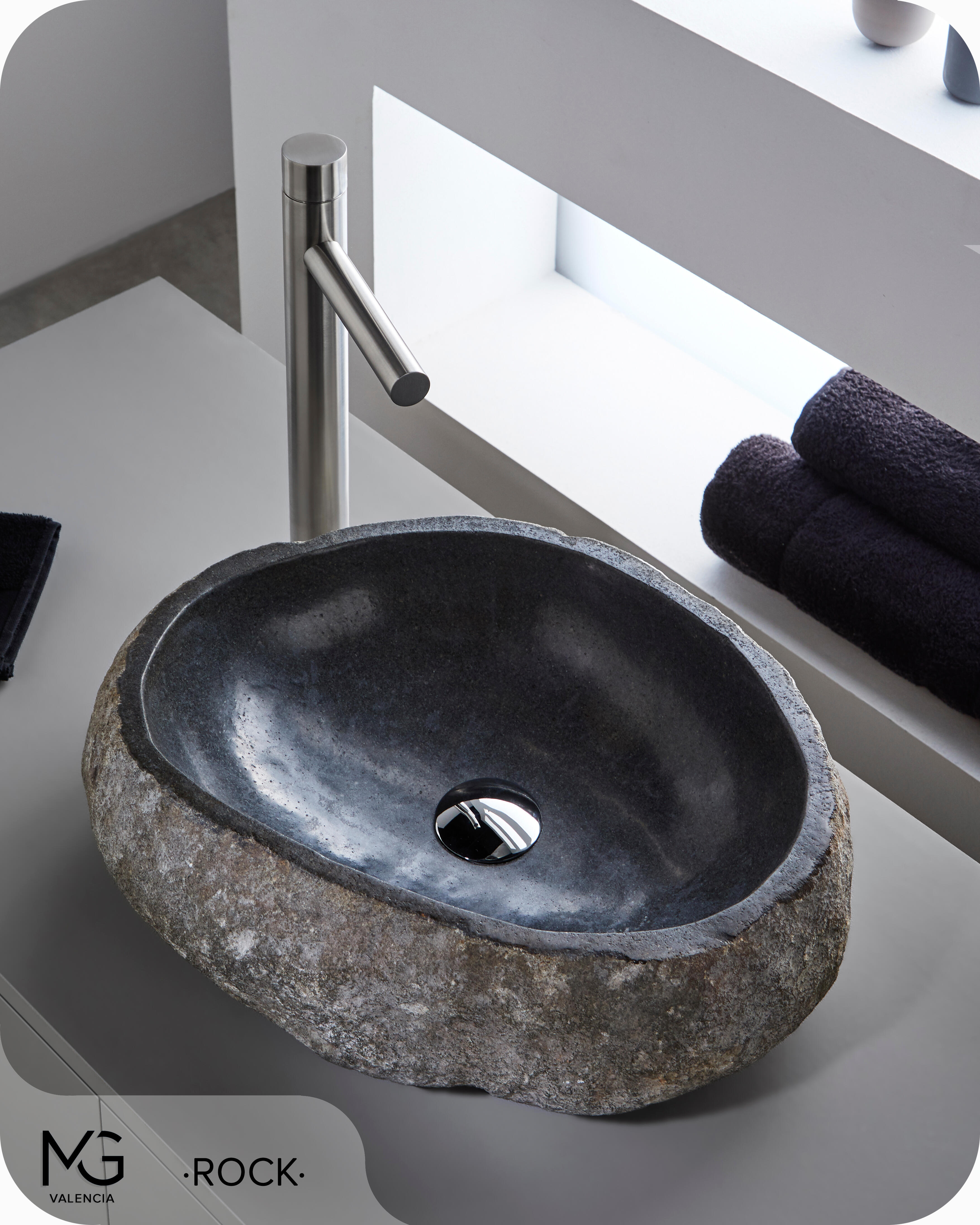 Lavatório de pousar 40x45 cm pedra Rock - 5