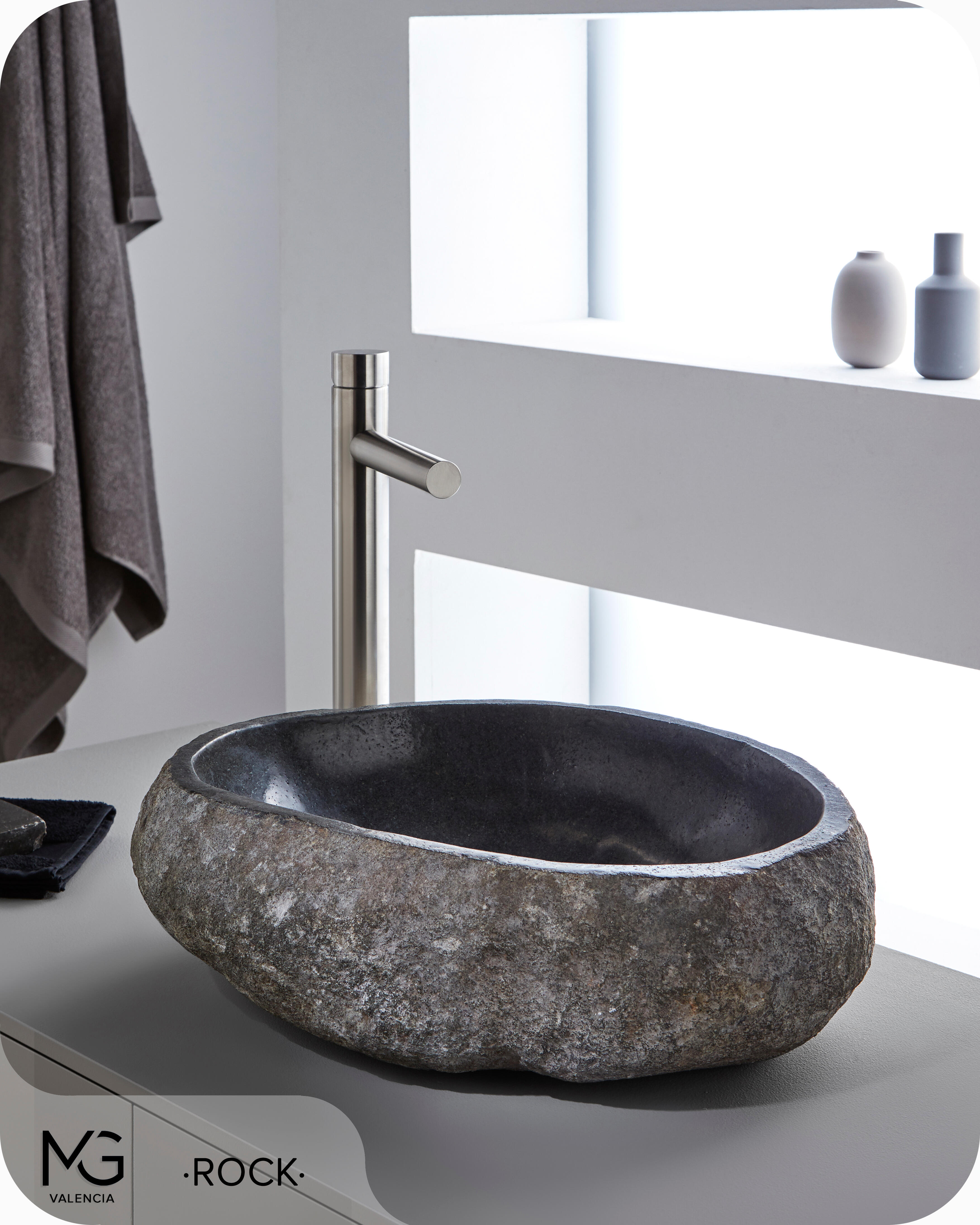 Lavatório de pousar 40x45 cm pedra Rock - 4