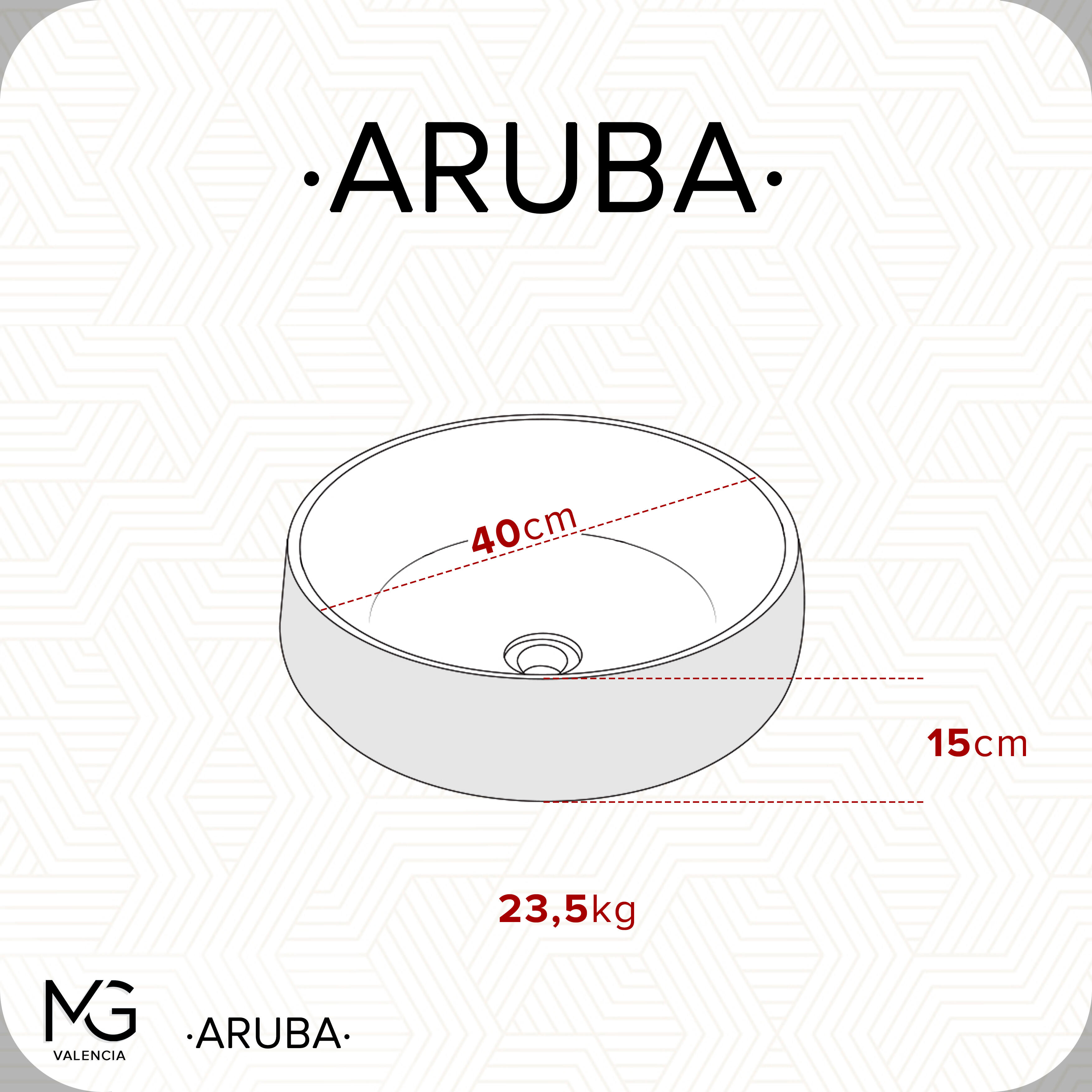 Lavatório de pousar 40 cm bege pedra Aruba - 2