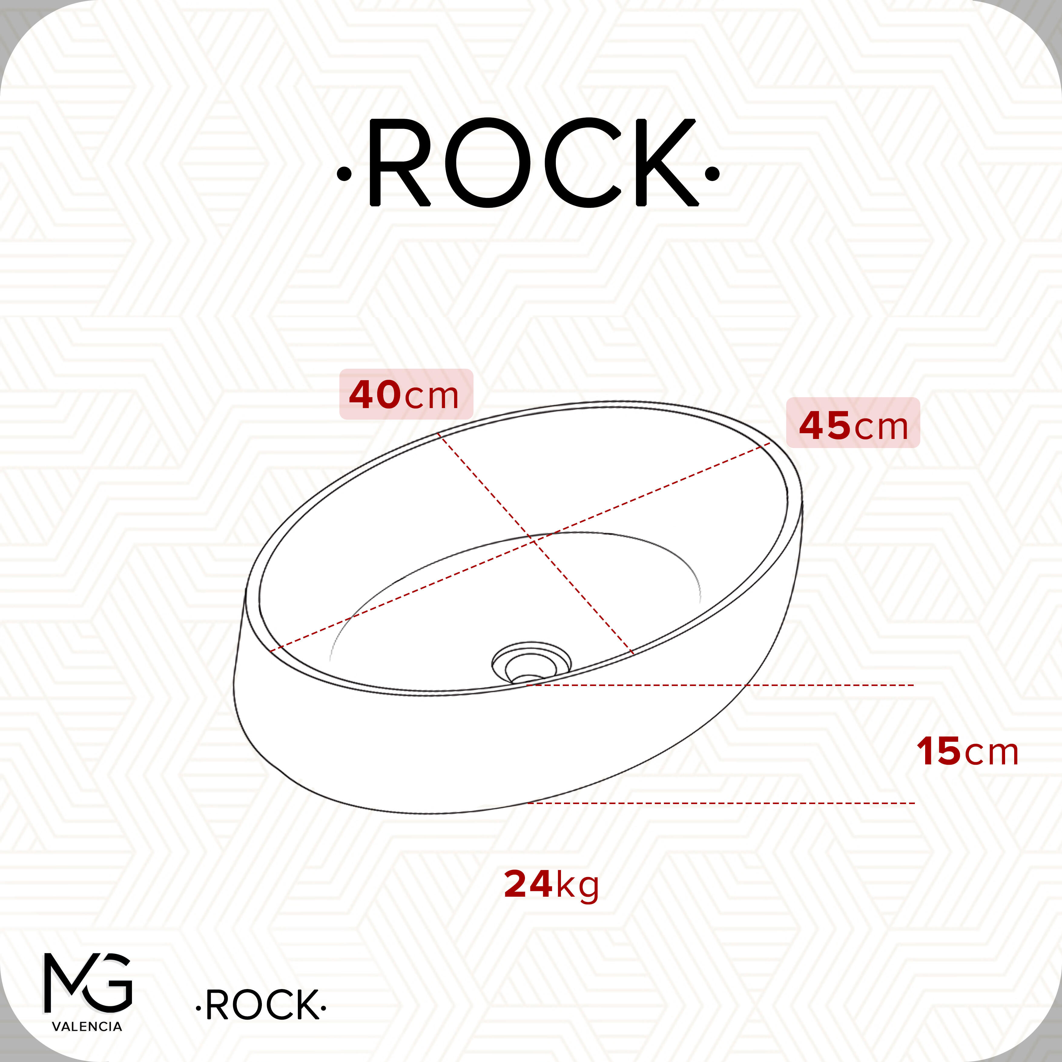 Lavatório de pousar 40x45 cm pedra Rock - 2