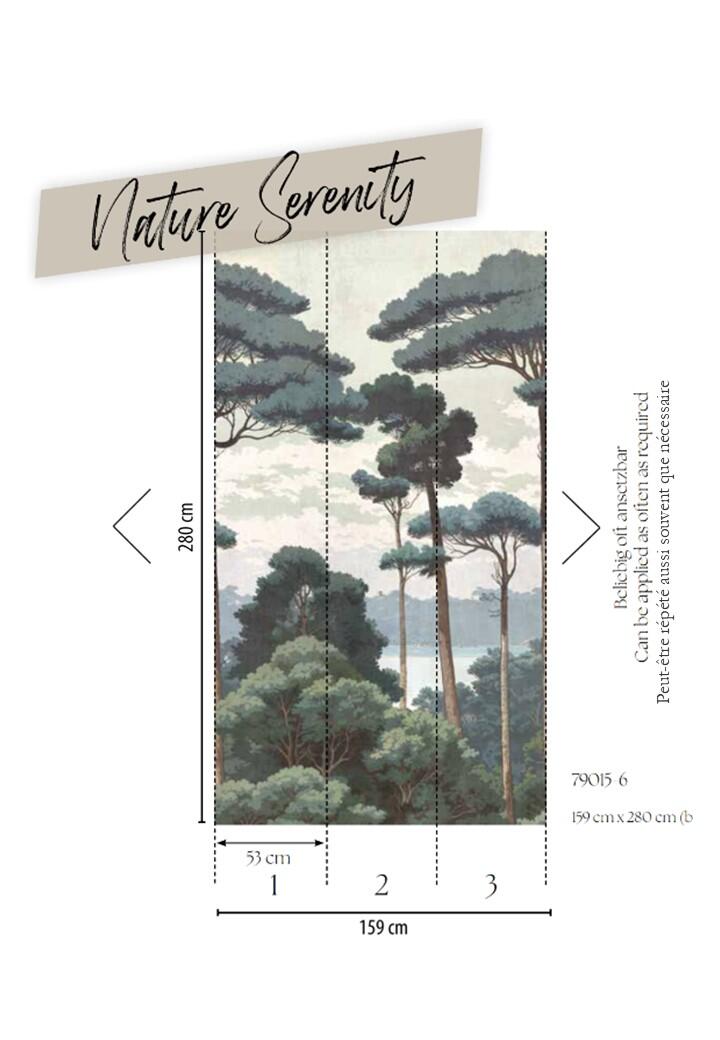 Papier peint panoramique forêt de pins vert l.159 x H.280 cm - 3