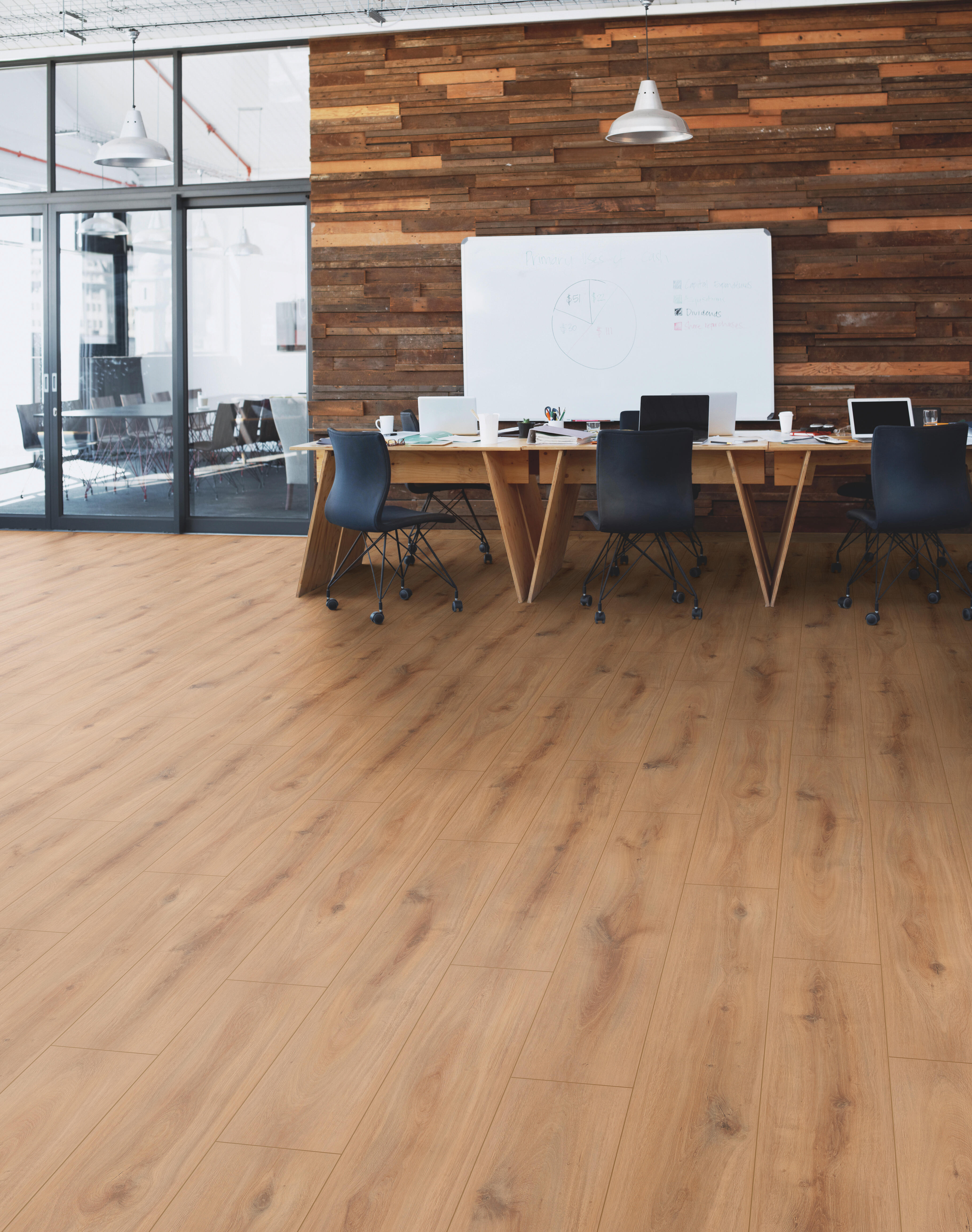 Sol stratifé chêne naturel Golden Aqua MOD 008 AC5 Ep. 8 mm L. 128,8 x l.19,5 cm résistant à l'eau -KRONOSPAN  - 2