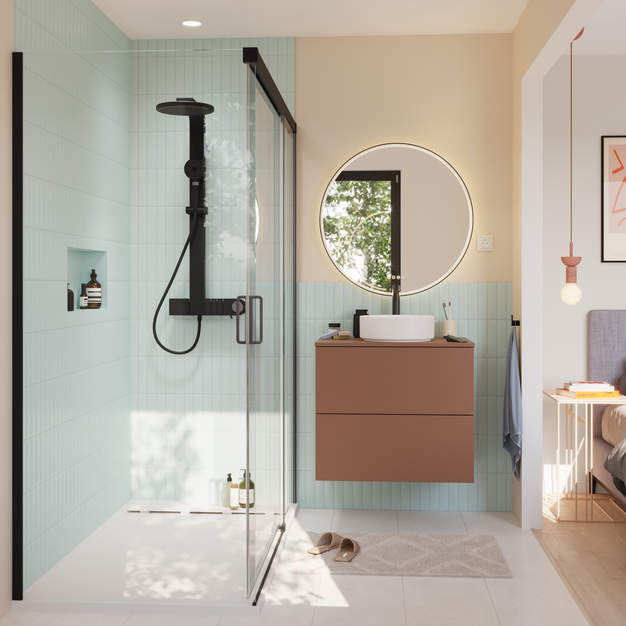 Ścianka prysznicowa do drzwi przesuwnych Neo 100 x 200 cm czarna Sensea - 5