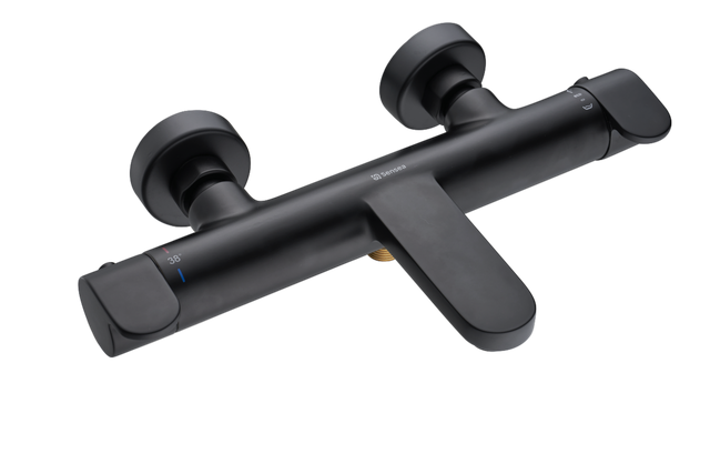 Mitigeur de bain thermostatique noir, Icone, SENSEA
