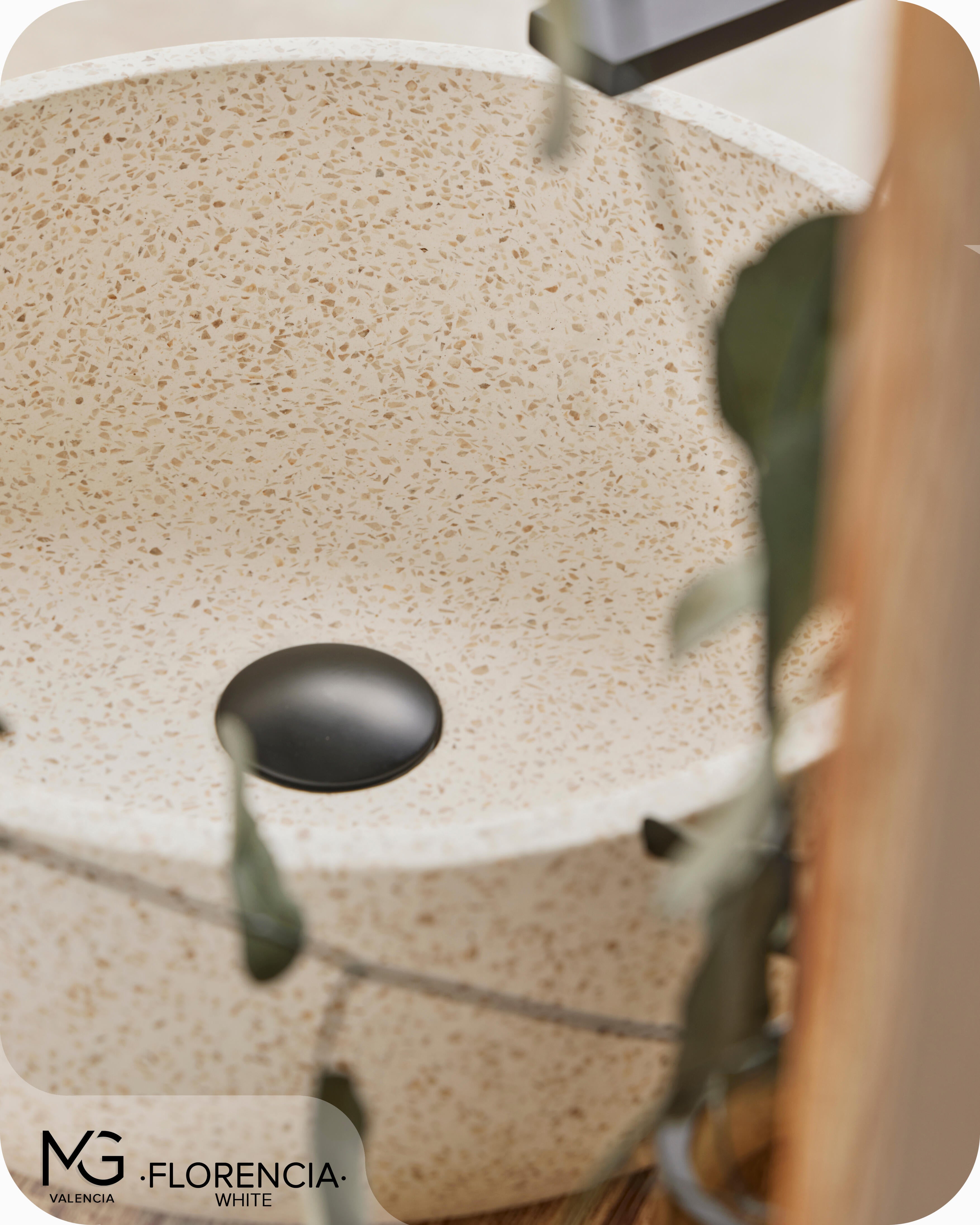 Lavatório de pousar 39x14x39 cm bege mate Florencia Terrazo - 9