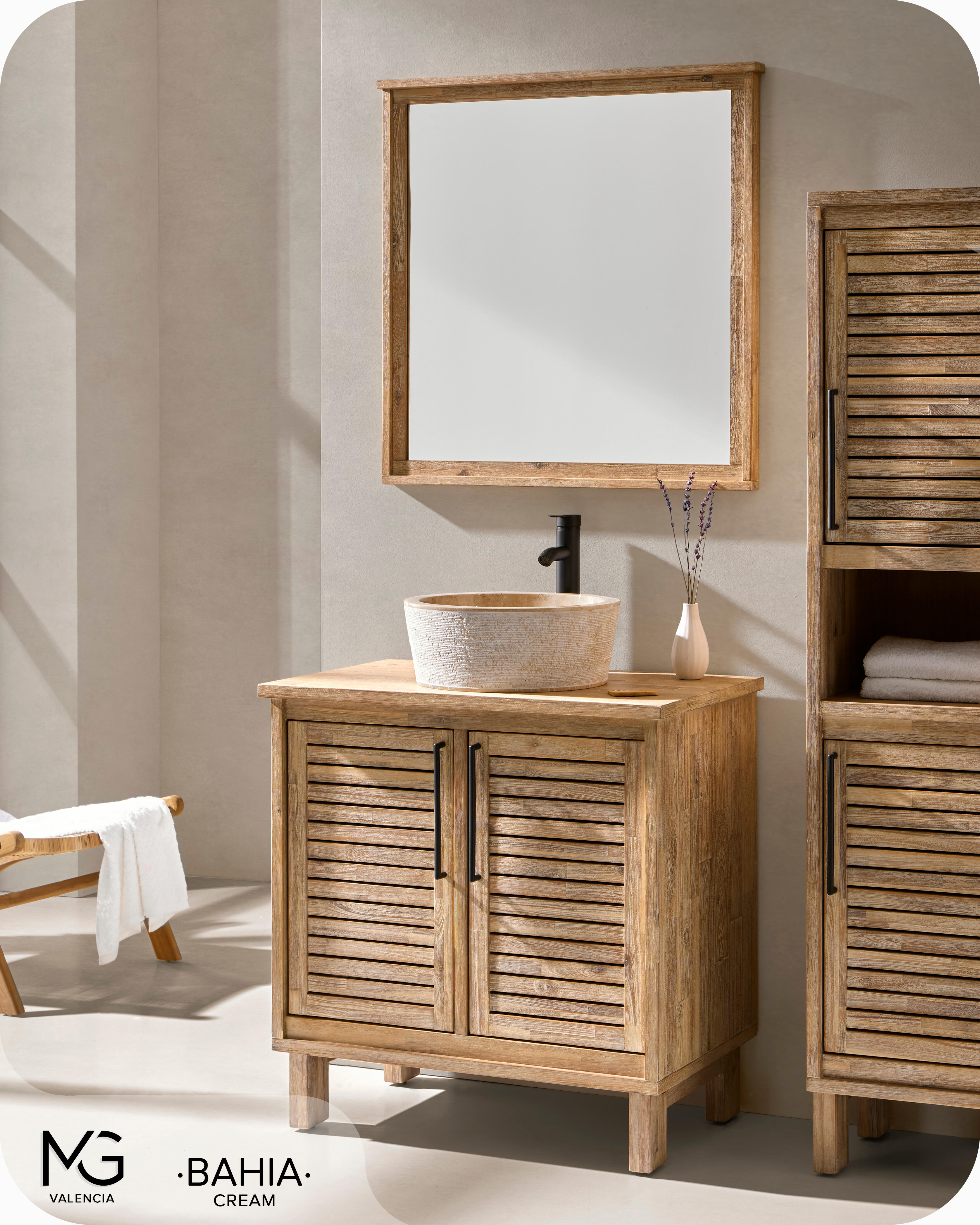 Lavatório de pousar 40 cm bege pedra Bahia - 12