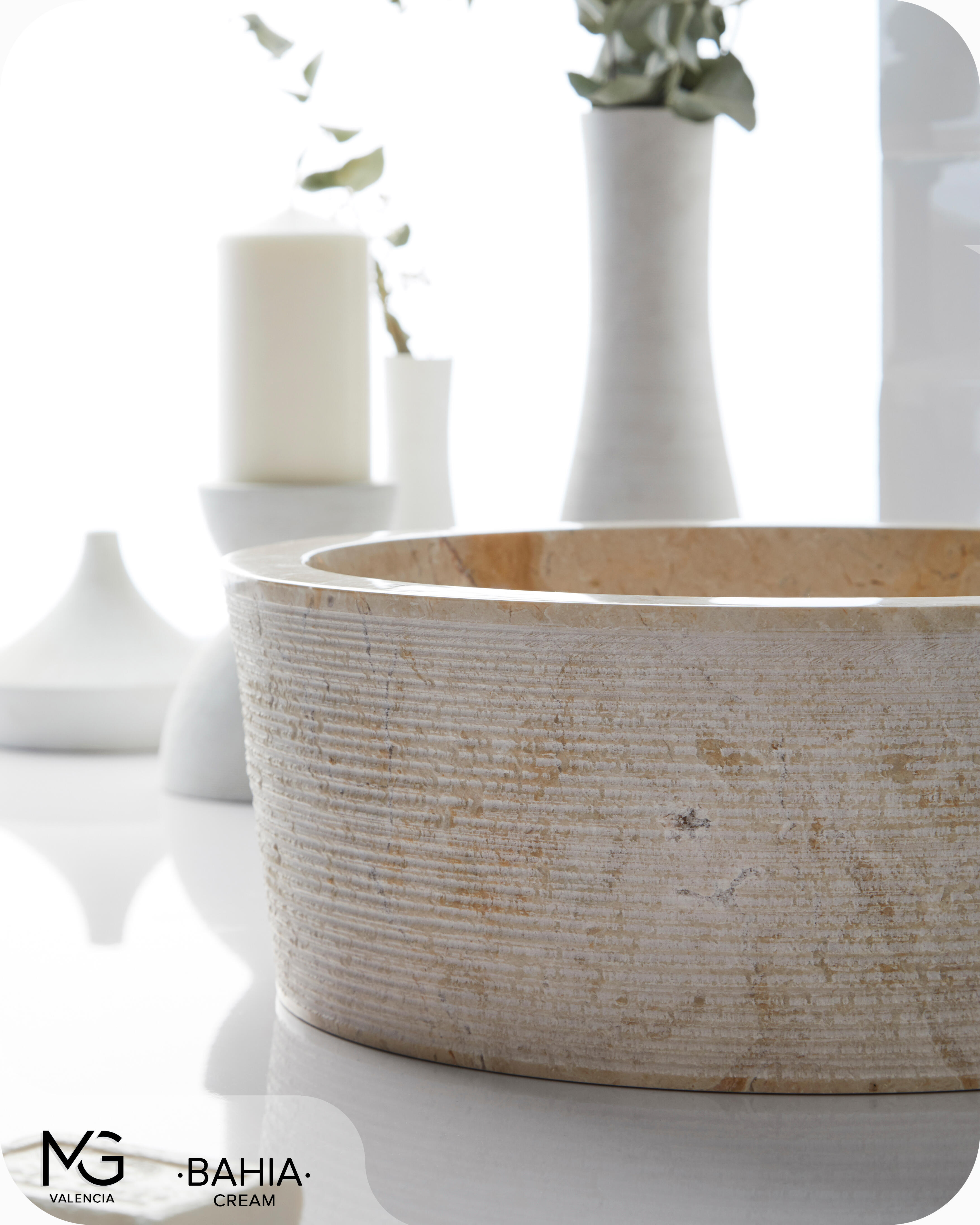 Lavatório de pousar 40 cm bege pedra Bahia - 10