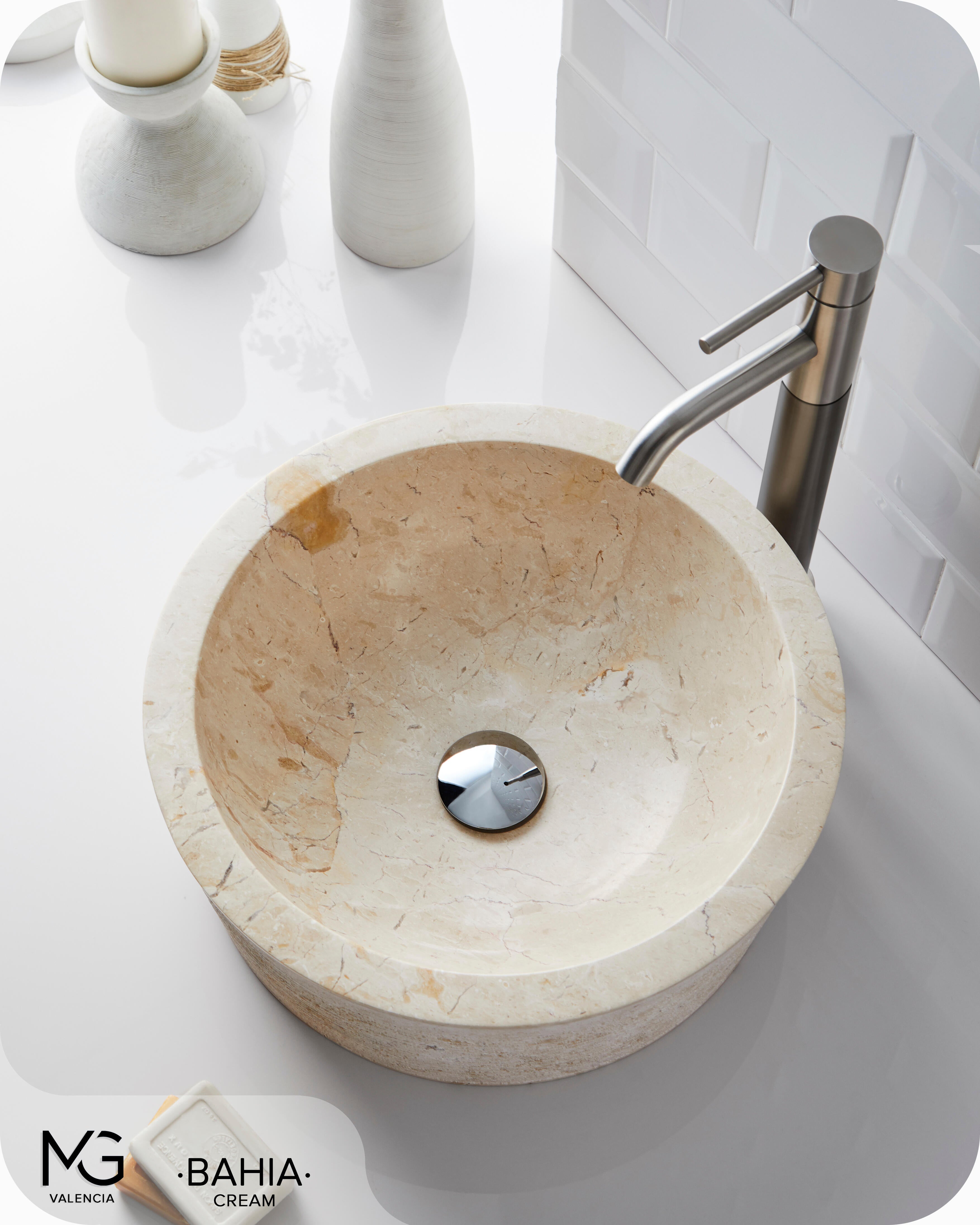 Lavatório de pousar 40 cm bege pedra Bahia - 5