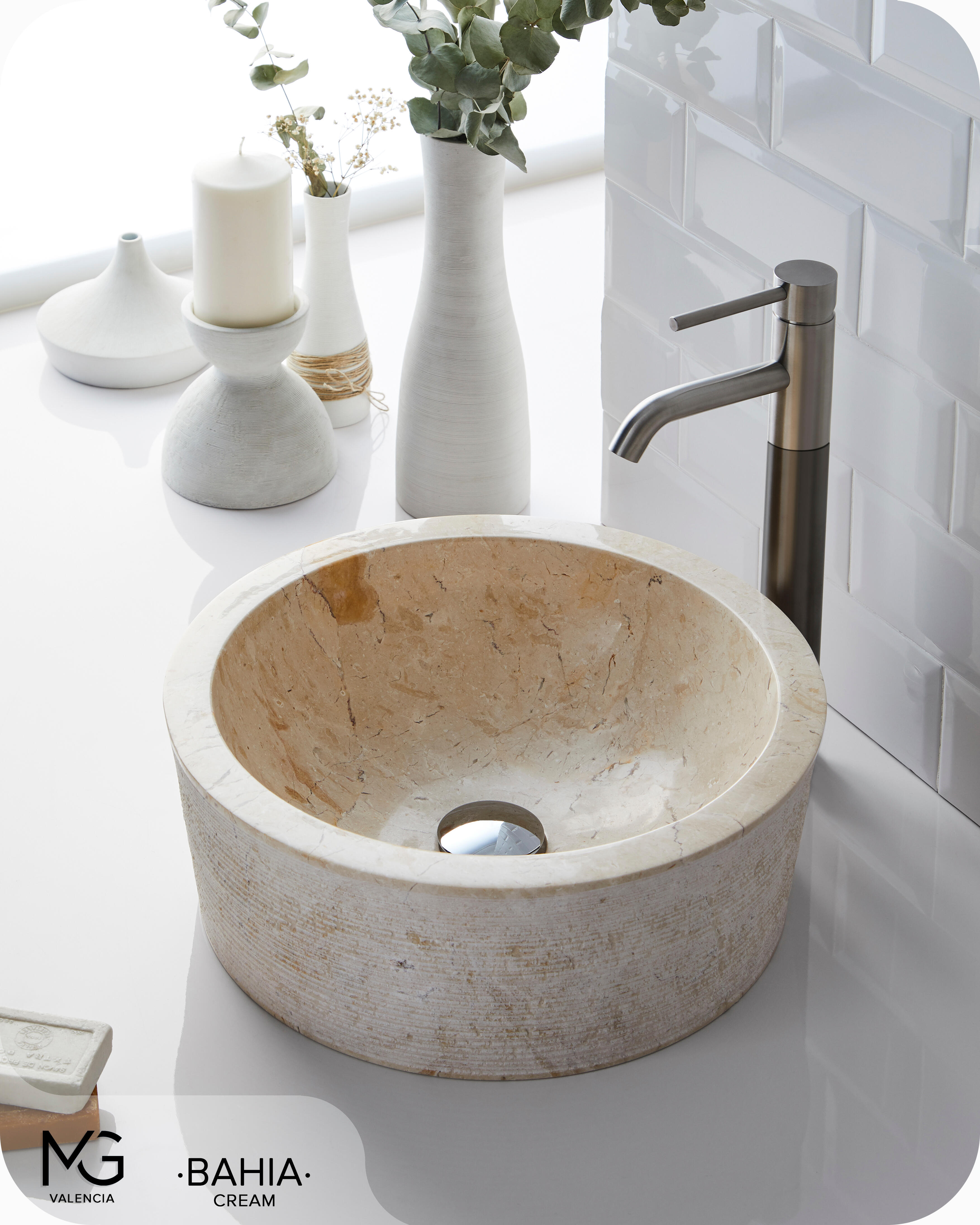 Lavatório de pousar 40 cm bege pedra Bahia - 4