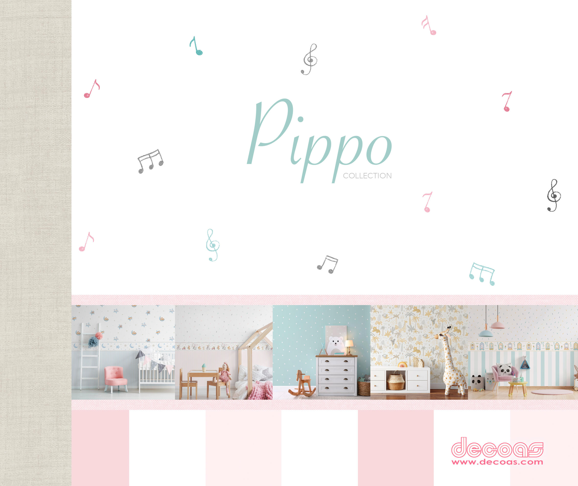 Papel pintado tapiz aplicación cola en papel Infantil Pippo rayas 046131 multicolor  ICH 53cmx10m lavable - 5