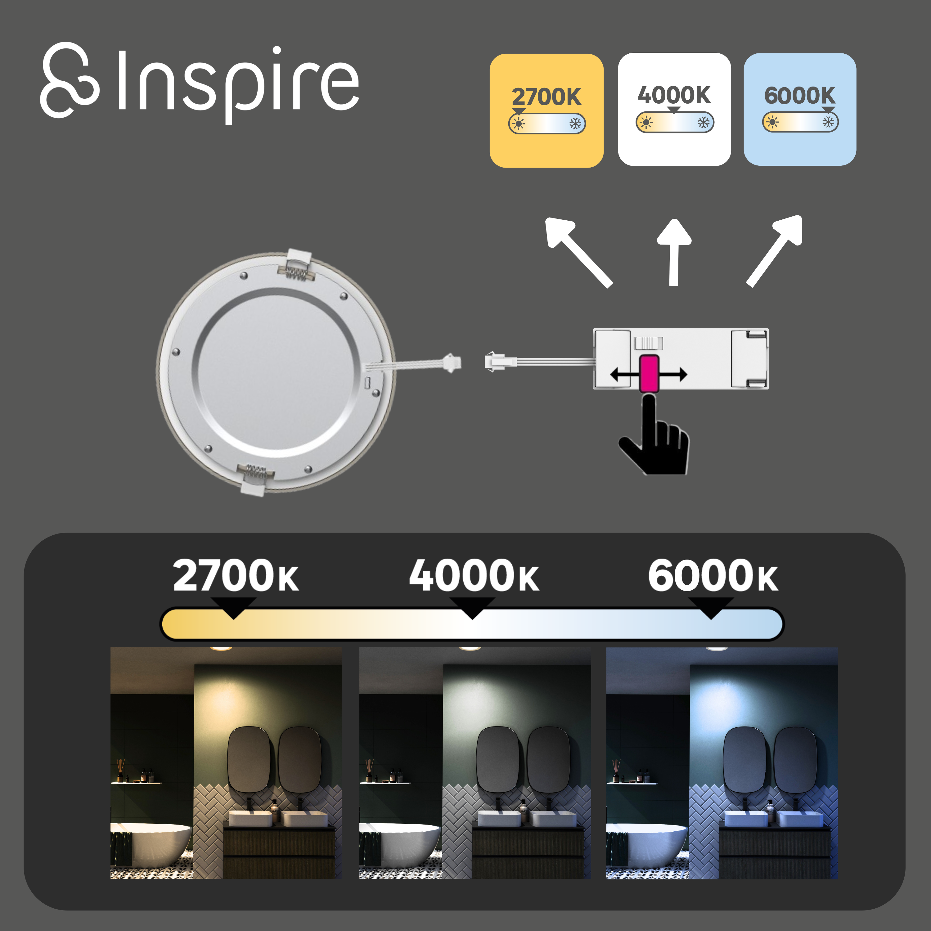 10 spots encastrés LED Extraflat IP44 D8,5 variation blancs / intensité INSPIRE - 7