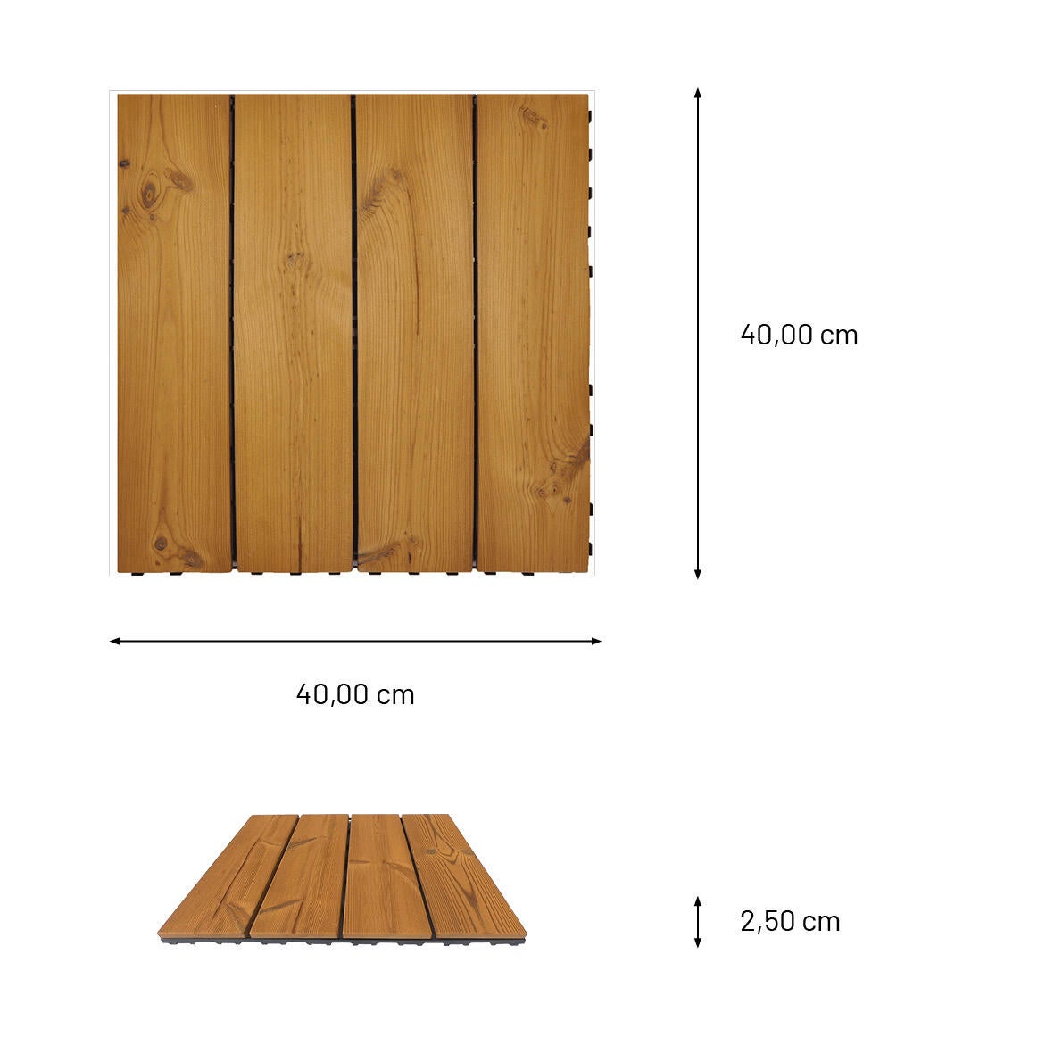 Piastrella a incastro da esterno in legno di pino marrone chiaro L 40 x L 40 cm x Sp. 25 mm Thermowood - 17