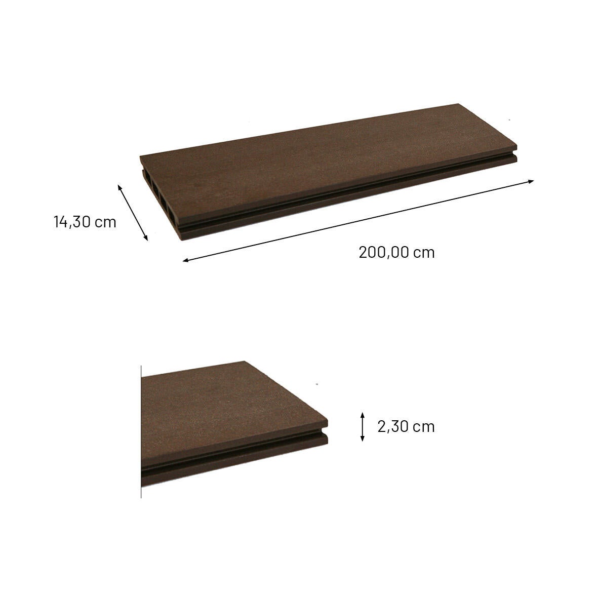 Listone a incastro da esterno in composito di legno e plastica (wpc) marrone L 200 x L 14.3 cm x Sp. 23 mm DOUBLE ONE-K DECK - 4