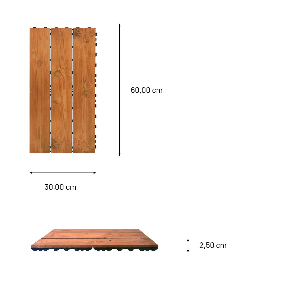 Piastrella d'appoggio da esterno in legno di pino naturale L 60 x L 30 cm x Sp. 25 mm Thermowood - 14