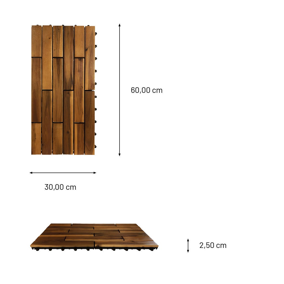 Baldosa encajable madera Acacia 30 x 60 cm y 25 mm amarillo ONEK - 2