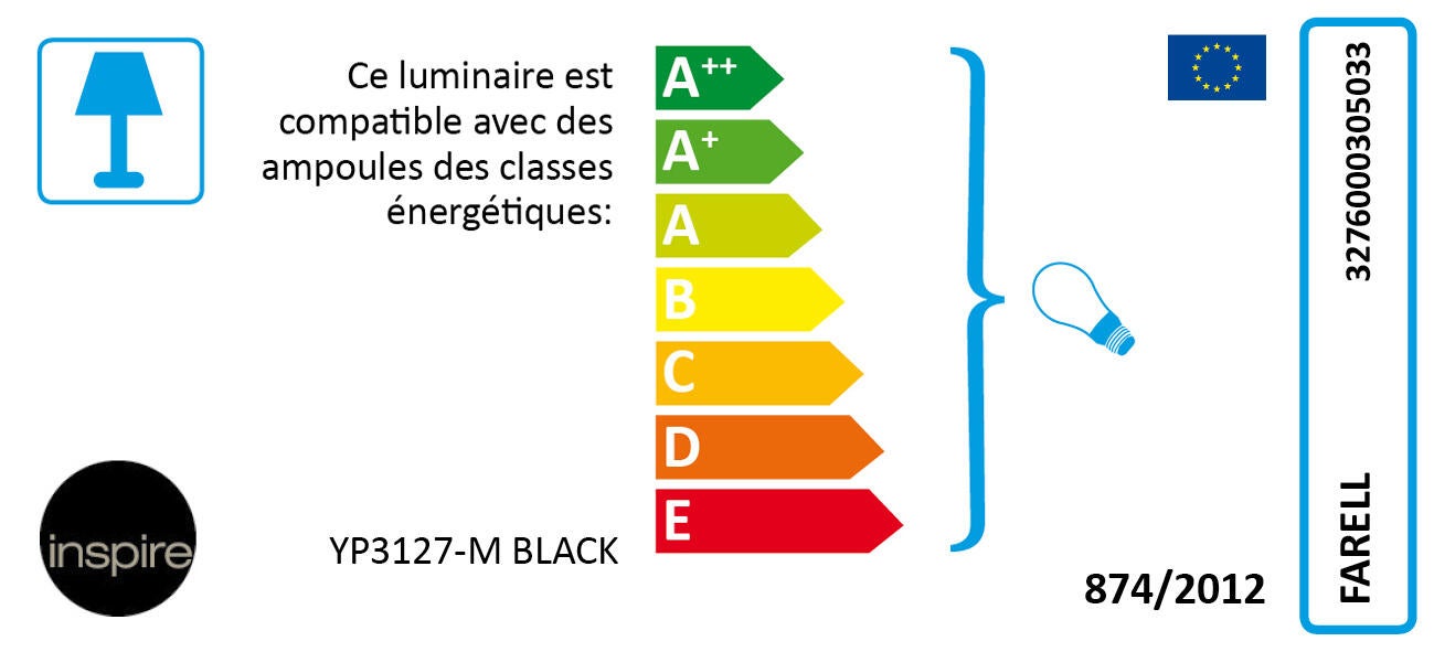 Suspension Farell, fer, noir, Diam.31.0 cm INSPIRE, E27 - 4