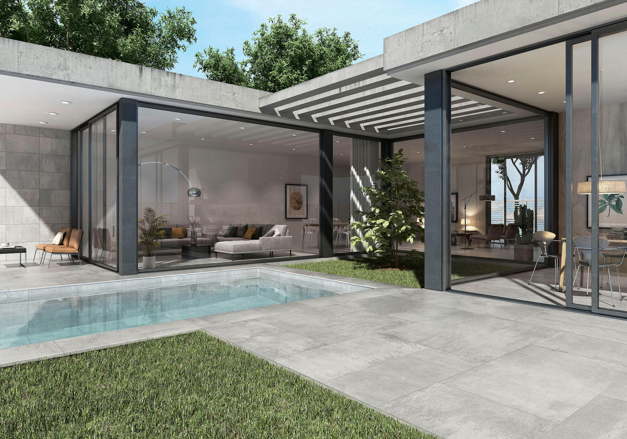 Suelo cerámico opera efecto hormigón gris 120x120 cm c3