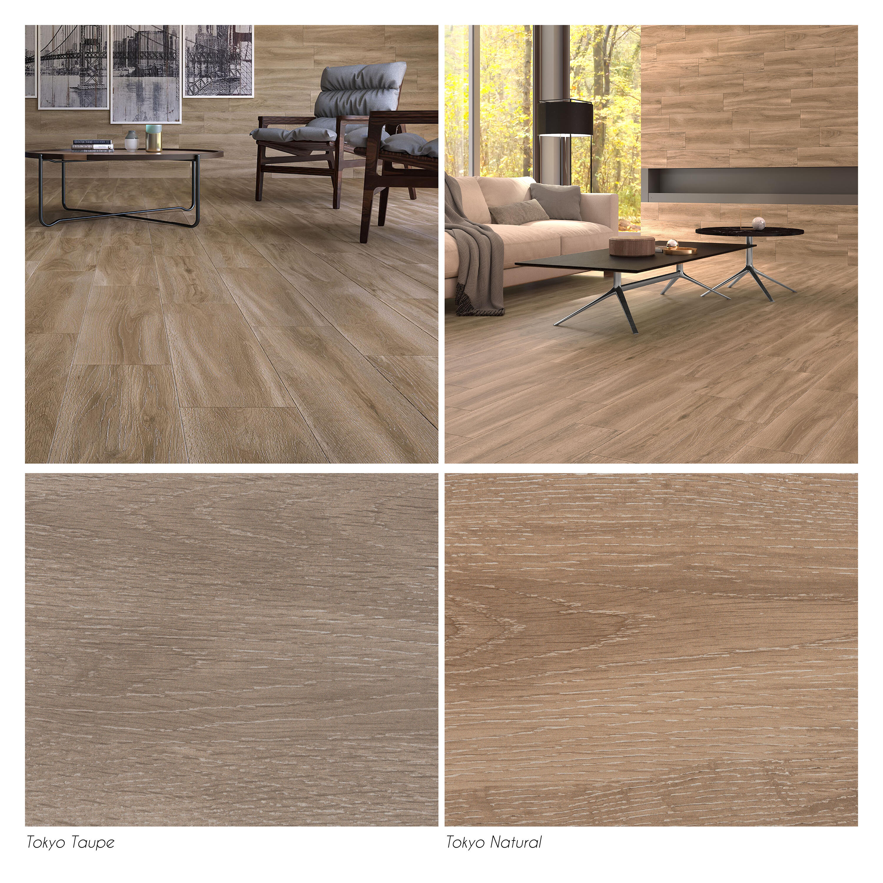 Suelo porcelánico Tokyo efecto madera taupe 20x75 cm C1 - 11