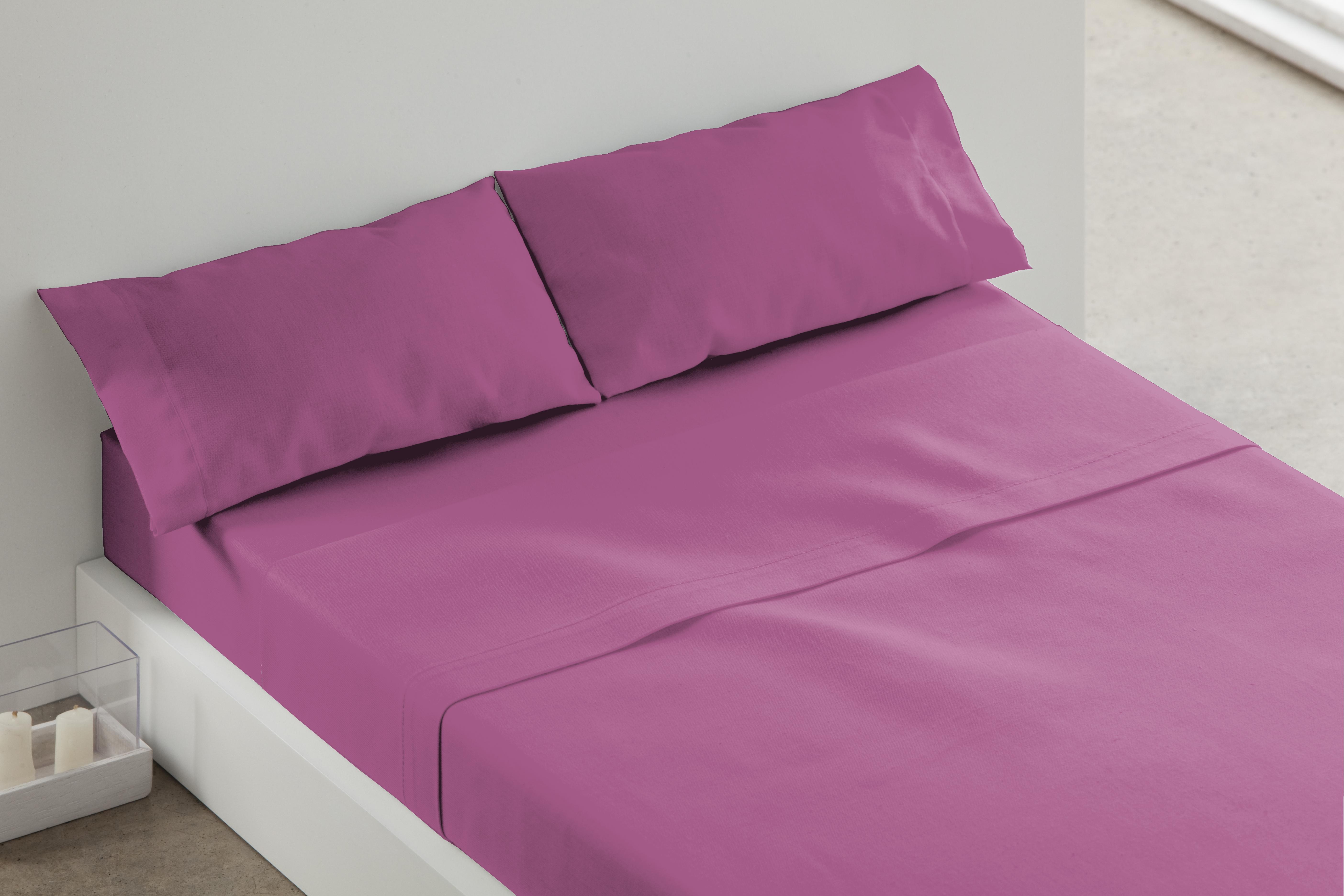 Sábana bajera con elástico algodón 145 hilos berenjena 160x200 para cama de 160 cm