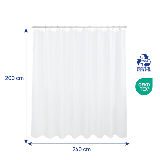 Cortina de duche 240x200 cm branca Sensea Easy